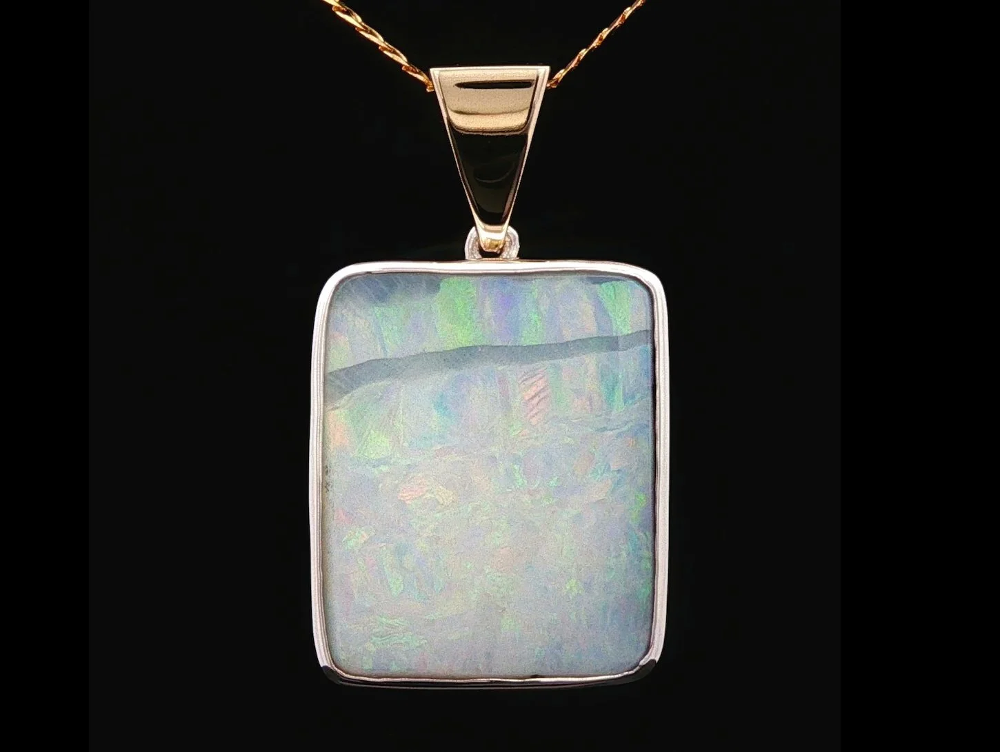 9K Yellow Gold and Sterling Silver Queensland Boulder Opal Pendant