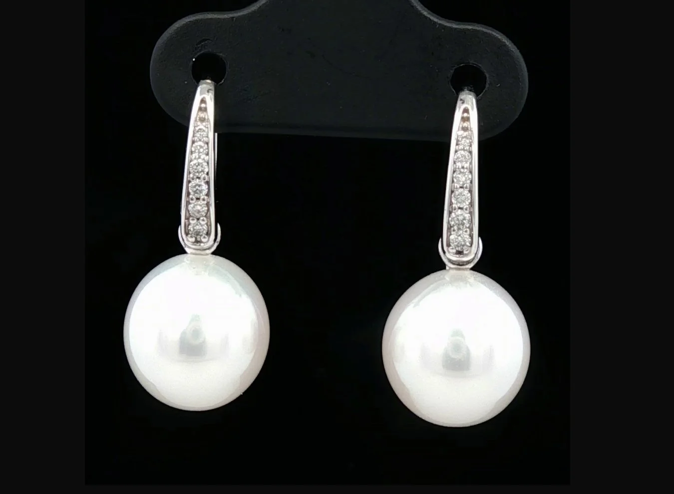 18K White Gold South Sea Pearl and Diamond Earrings