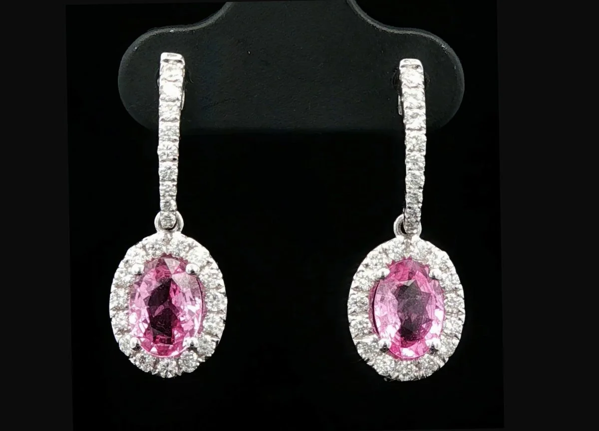 18K White Gold Pink Sapphire Earrings