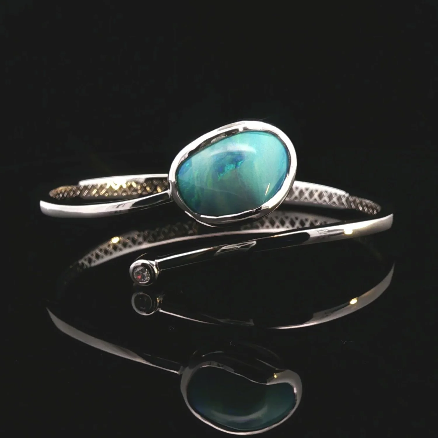 Sterling Silver Queensland Boulder Opal Bangle