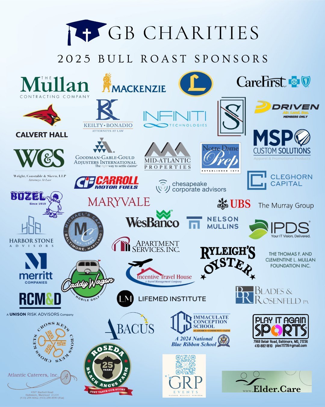 A huge THANK YOU to all of our incredible sponsors for supporting the 32nd Annual GB Charities Bull &amp; Oyster Roast this Saturday! 🎉

Your generosity helps us fund faith-based education for children in need, making a lasting difference in their l