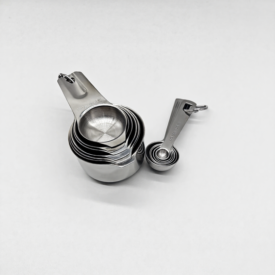 Measuring cups and spoons set for accurate baking ingredient portions