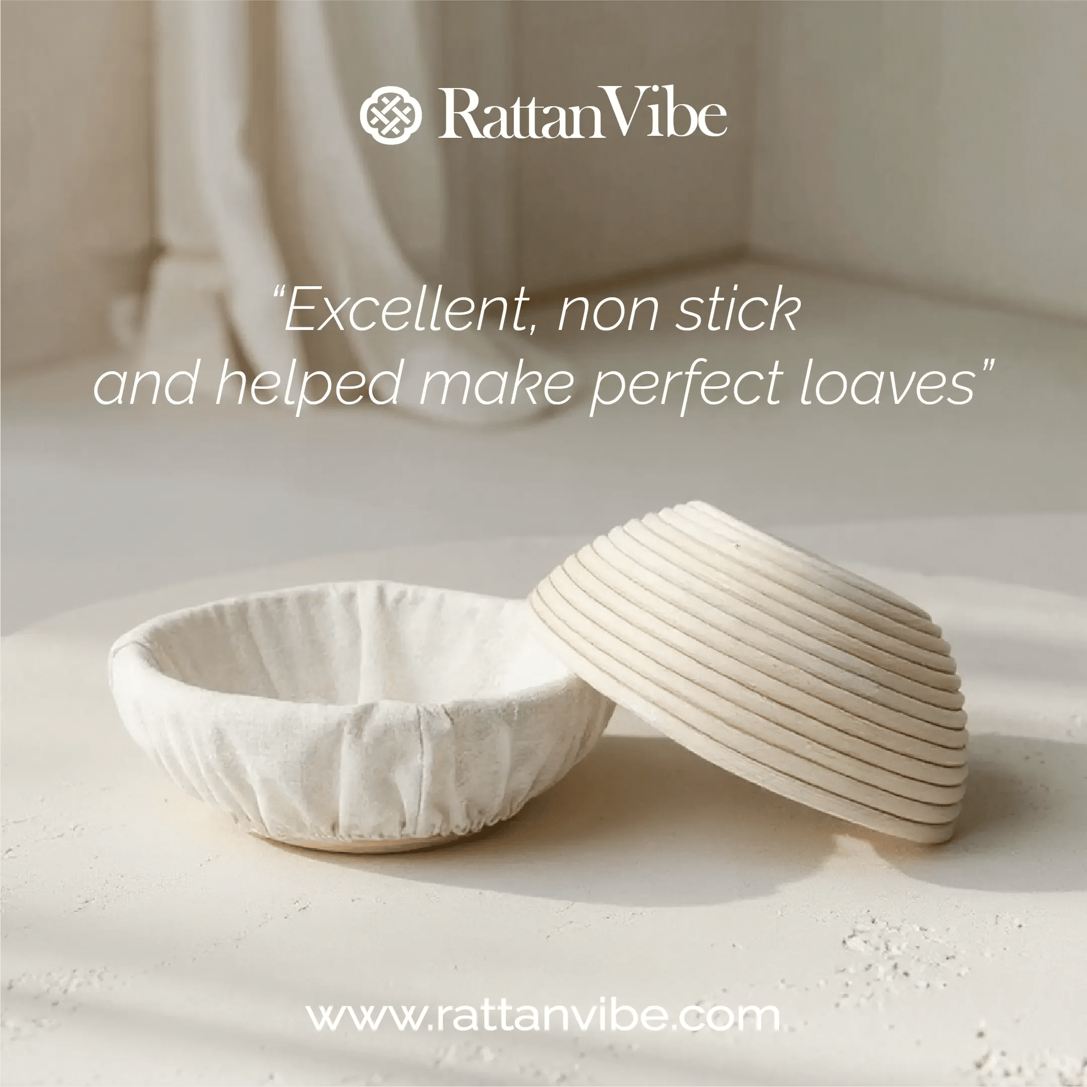 Handwoven rattan banneton baskets