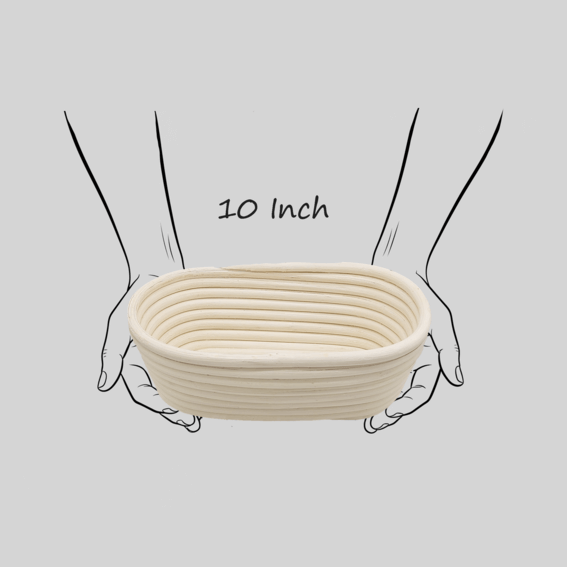 [10 Inch] Rattan Oval  Bread Proofing Basket with liner, Handwoven | RATTANVIBE
