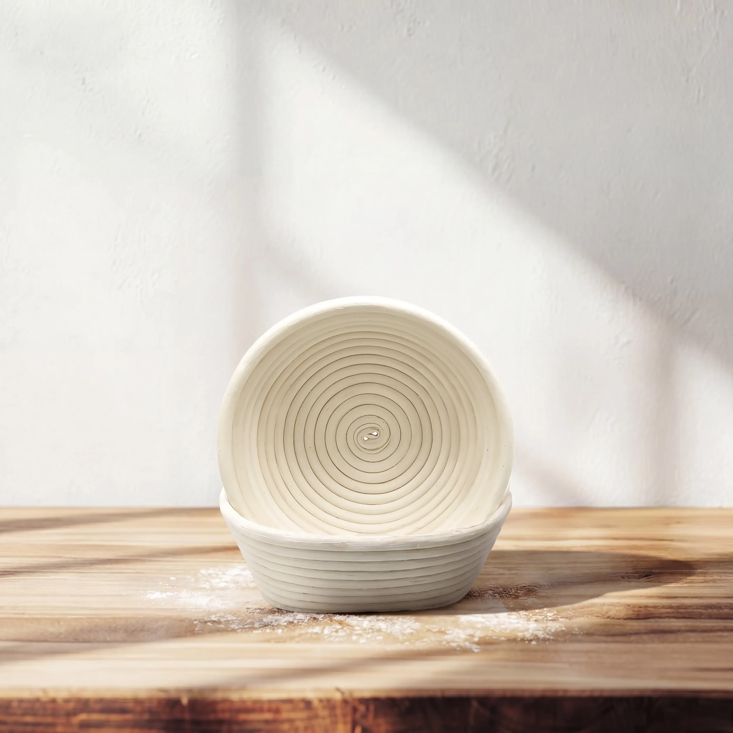 2-piece 6-inch rattan bread proofing basket bundle with liners for sourdough baking