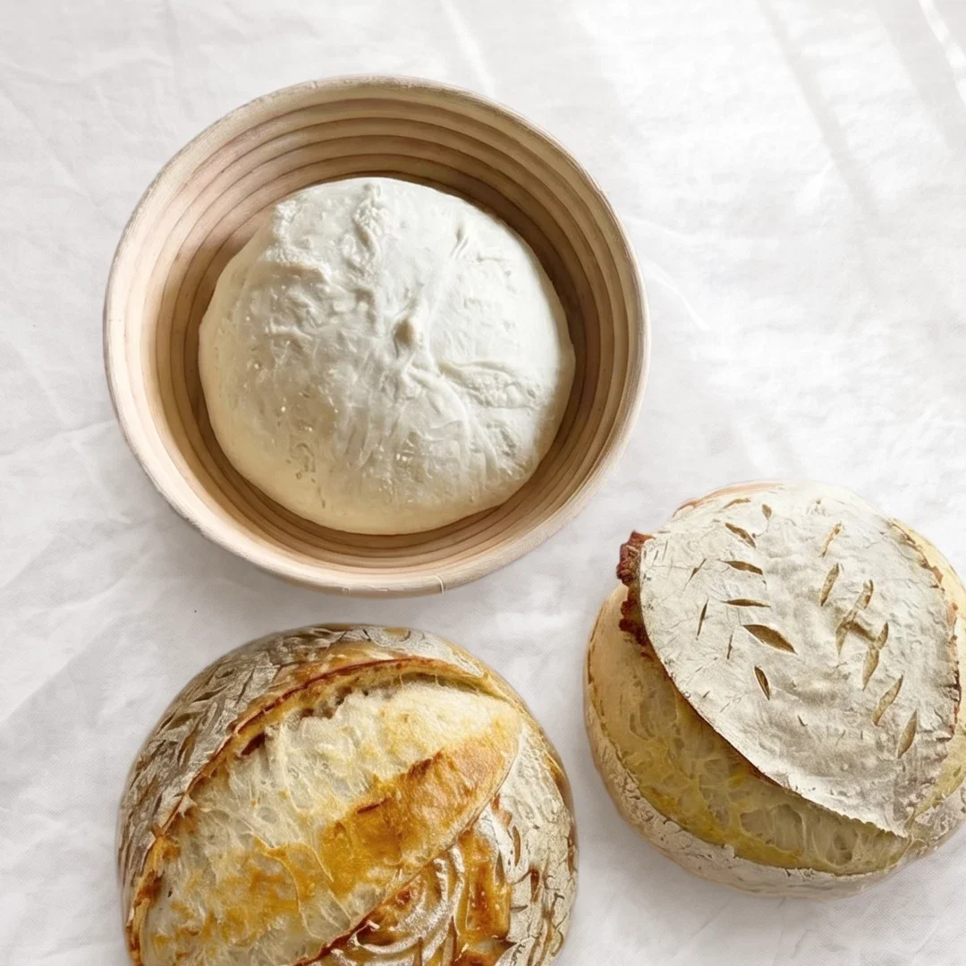 Unbleached rattan proofing basket with liner for bread dough fermentation