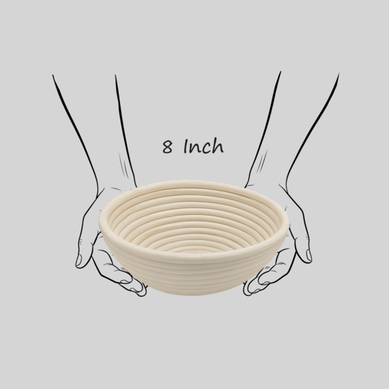[8 inch] Rattan Bread Proofing Basket with liner, Handwoven | RATTANVIBE