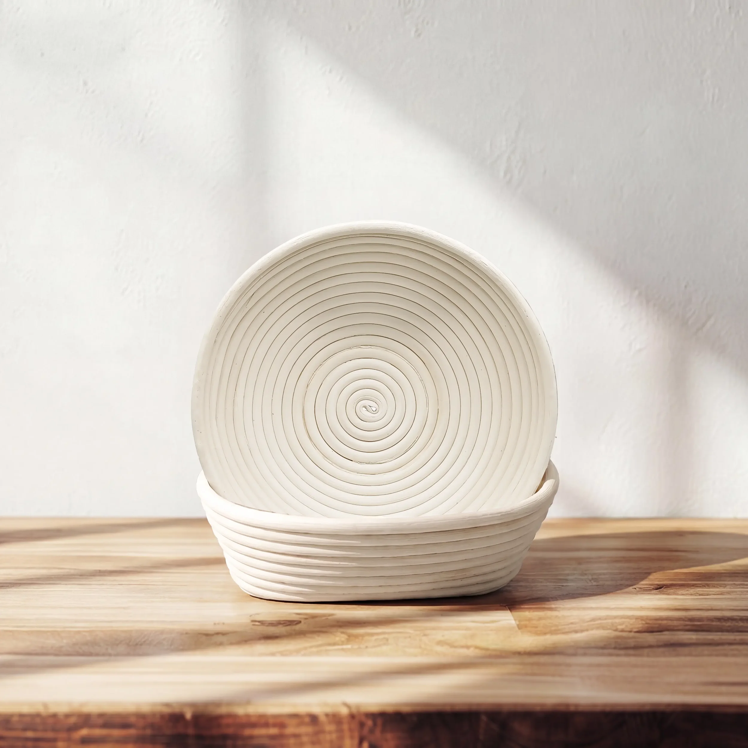 2-piece 8-inch rattan bread proofing basket bundle with liners for sourdough baking