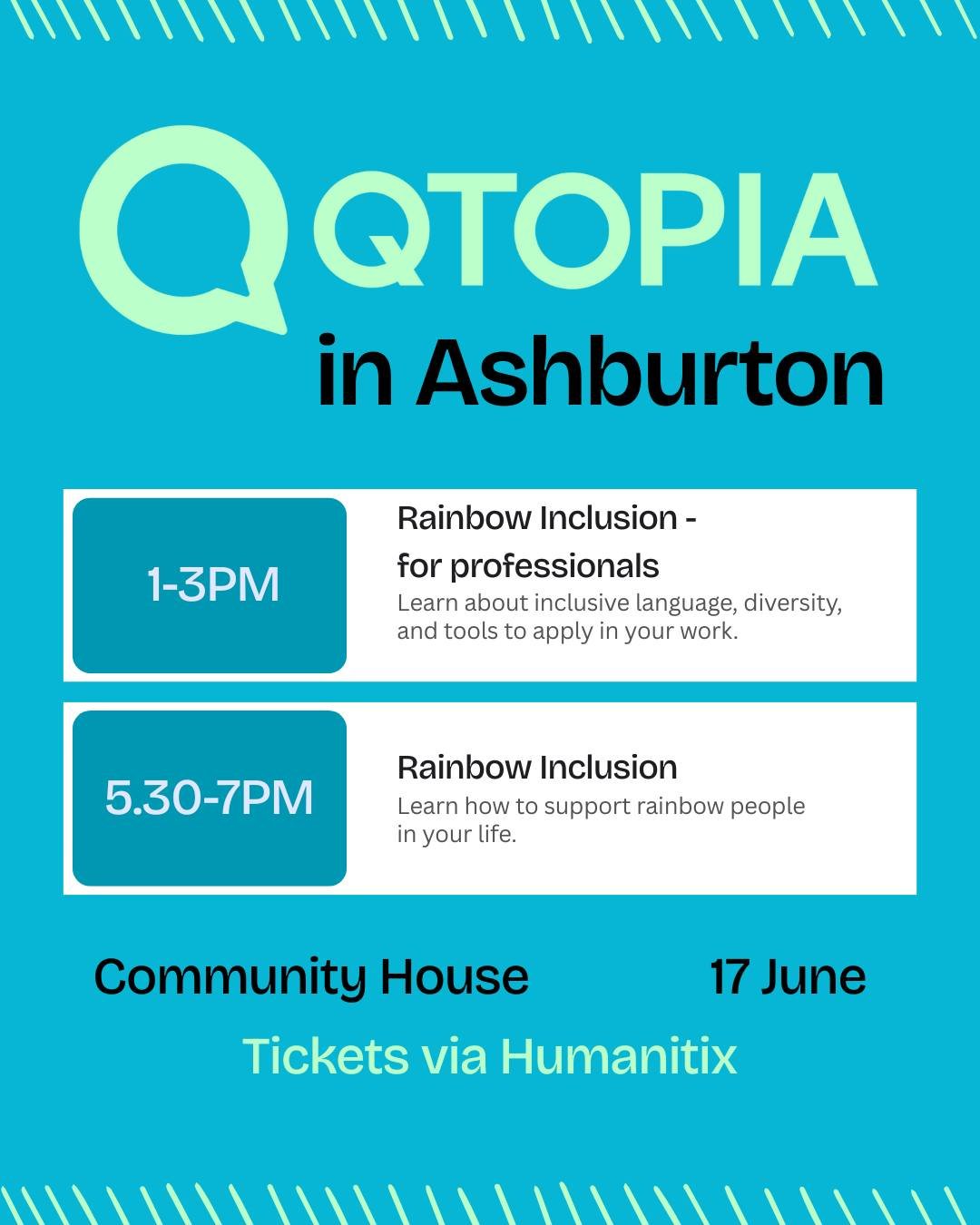 Qtopia is coming to Ashburton! Join us for one of two inclusive workshops designed to help you better support the rainbow community. This workshop will cover core concepts around diversity and inclusion and language and terminology that relates to th