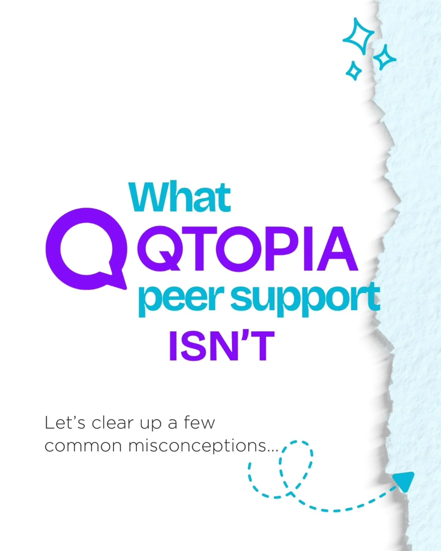 What Qtopia peer support isn't:
❌ It&rsquo;s not therapy. 
❌It&rsquo;s not a crisis service.
❌ It&rsquo;s not one-size-fits-all.

✔️ But it is a space to connect with someone who&rsquo;s been there - someone who gets it.
✔️ It is an ongoing support.
