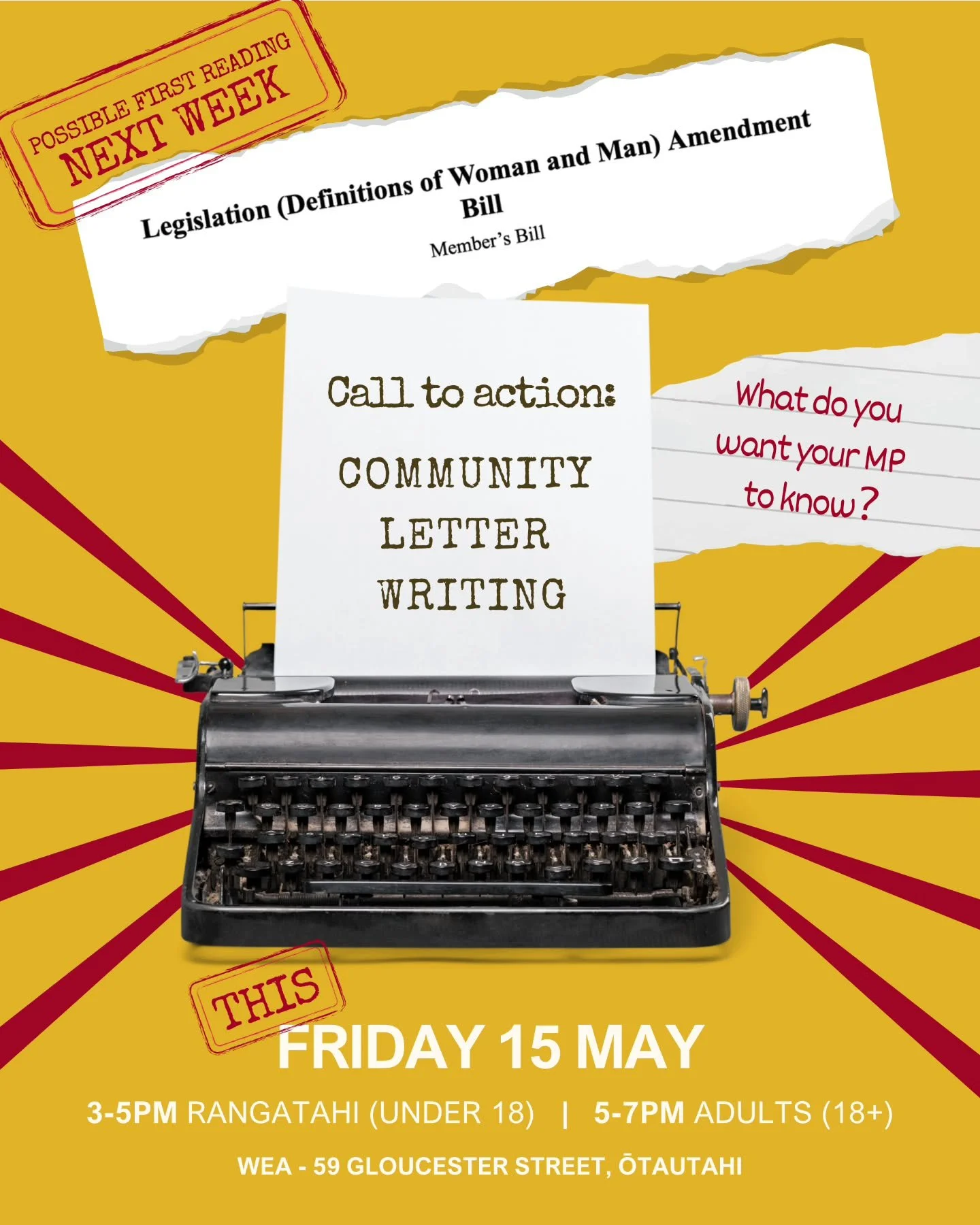 Say NO to this bill - come along to our letter writing activation THIS FRIDAY!

This initiative is led by queer community members who understand the impact this bill will have and want to do something about it.

Bring along a device (if you have one)