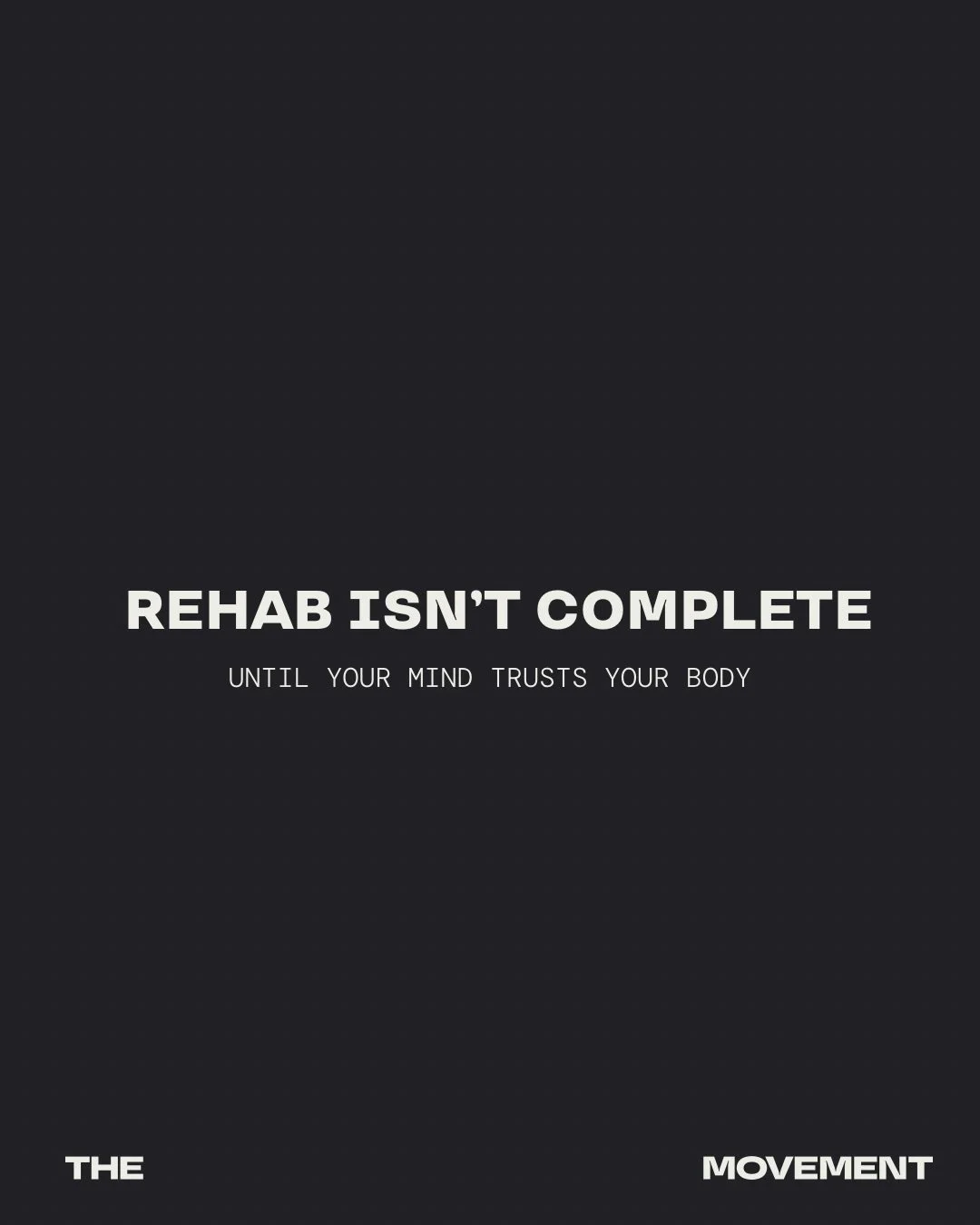 Just because your body is ready doesn&rsquo;t mean your brain is. 

After injury, the brain can learn to associate movement with danger, and those protective signals may linger even after tissues heal. Rehab isn&rsquo;t only physical or just about re