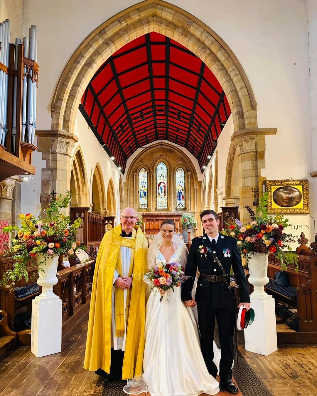 WEDDING 
Congratulations to our beautiful bride and groom, Hannah and Archie who were married at St Mary’s today. 🤍