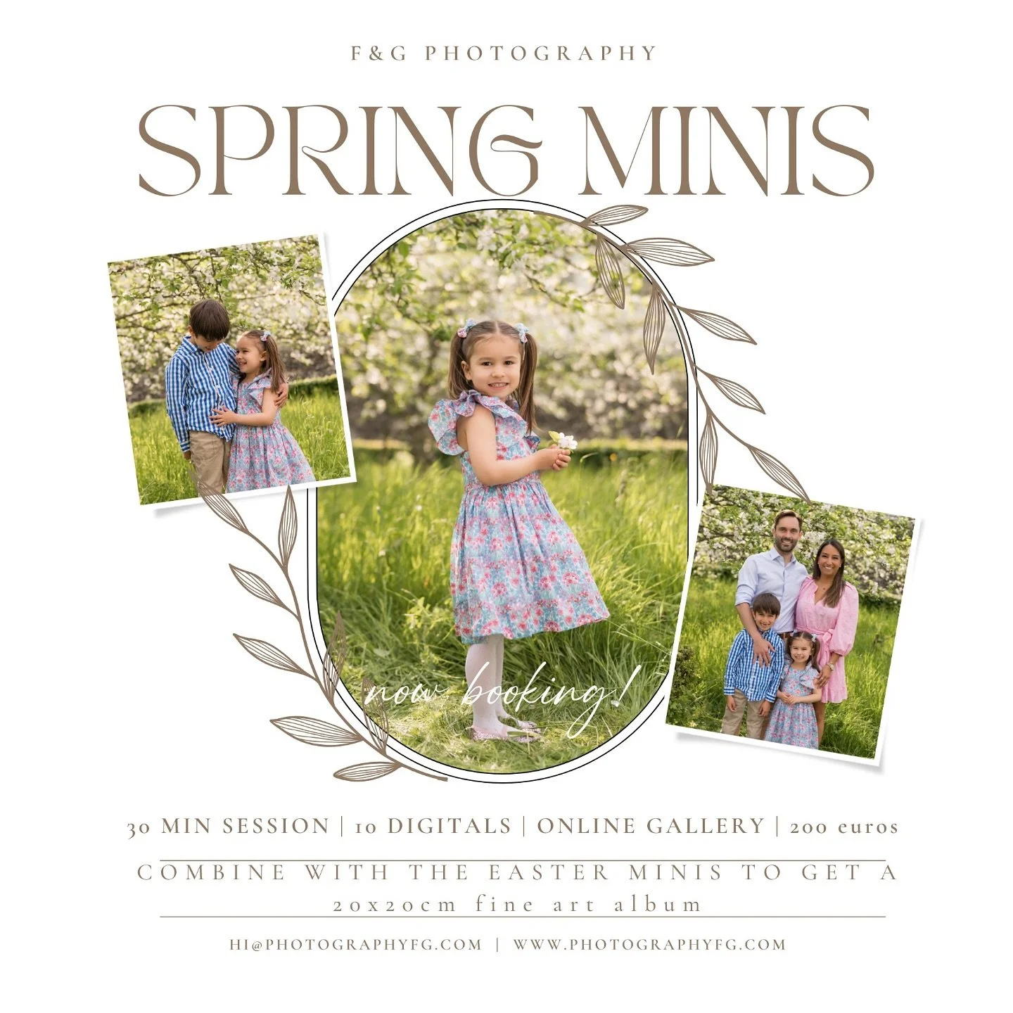 🌷✨ Spring Minis are here! 🌼 Capture unique moments with your family in just 30 minutes at a stunning  location. Perfect for families with kids! 

📸 Plus, if you book our Easter Minis alongside, you&rsquo;ll receive a high-quality 20x20cm album fea