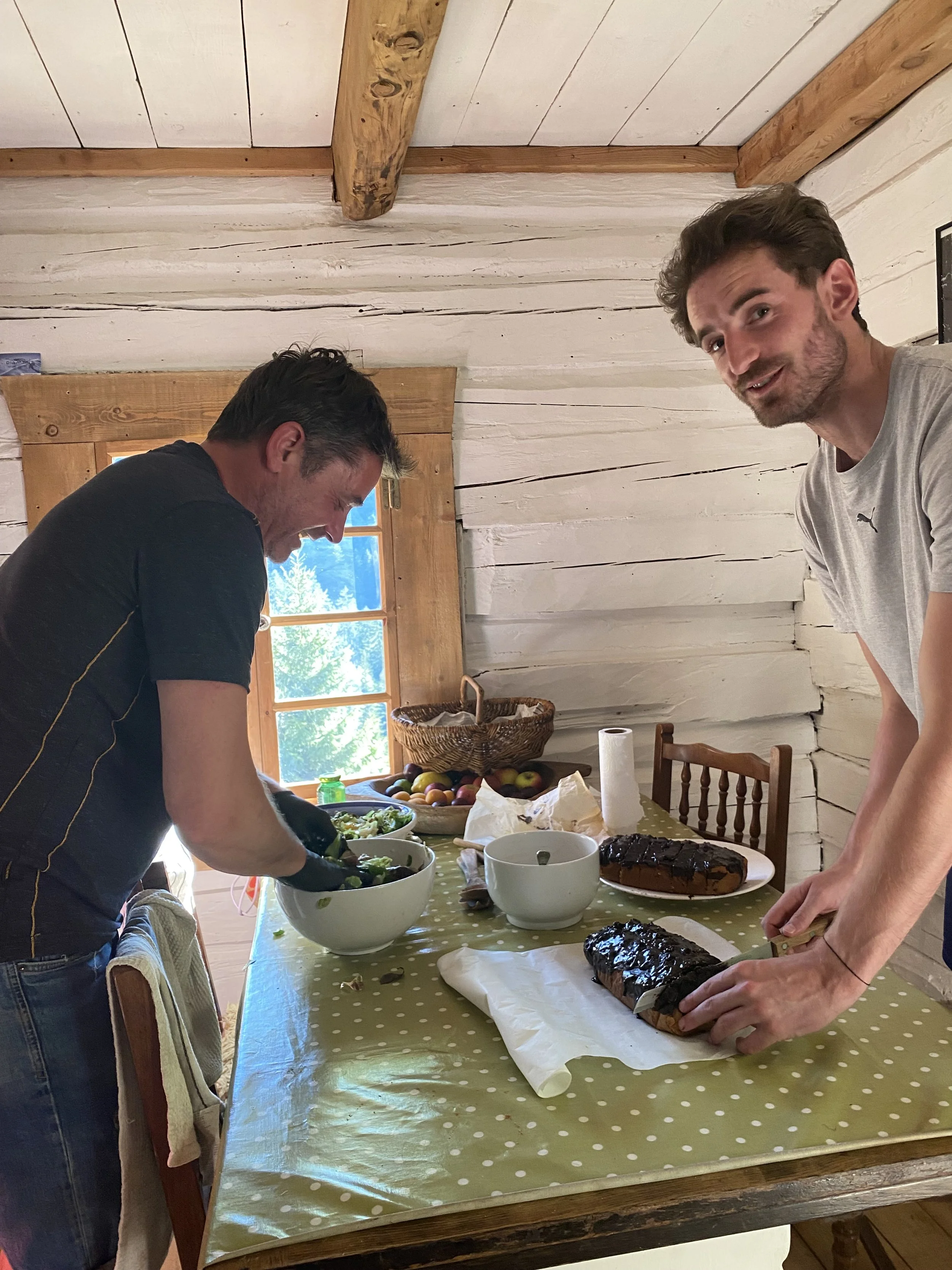 French Alps Yoga retreats, karma yoga helping in the kitchen