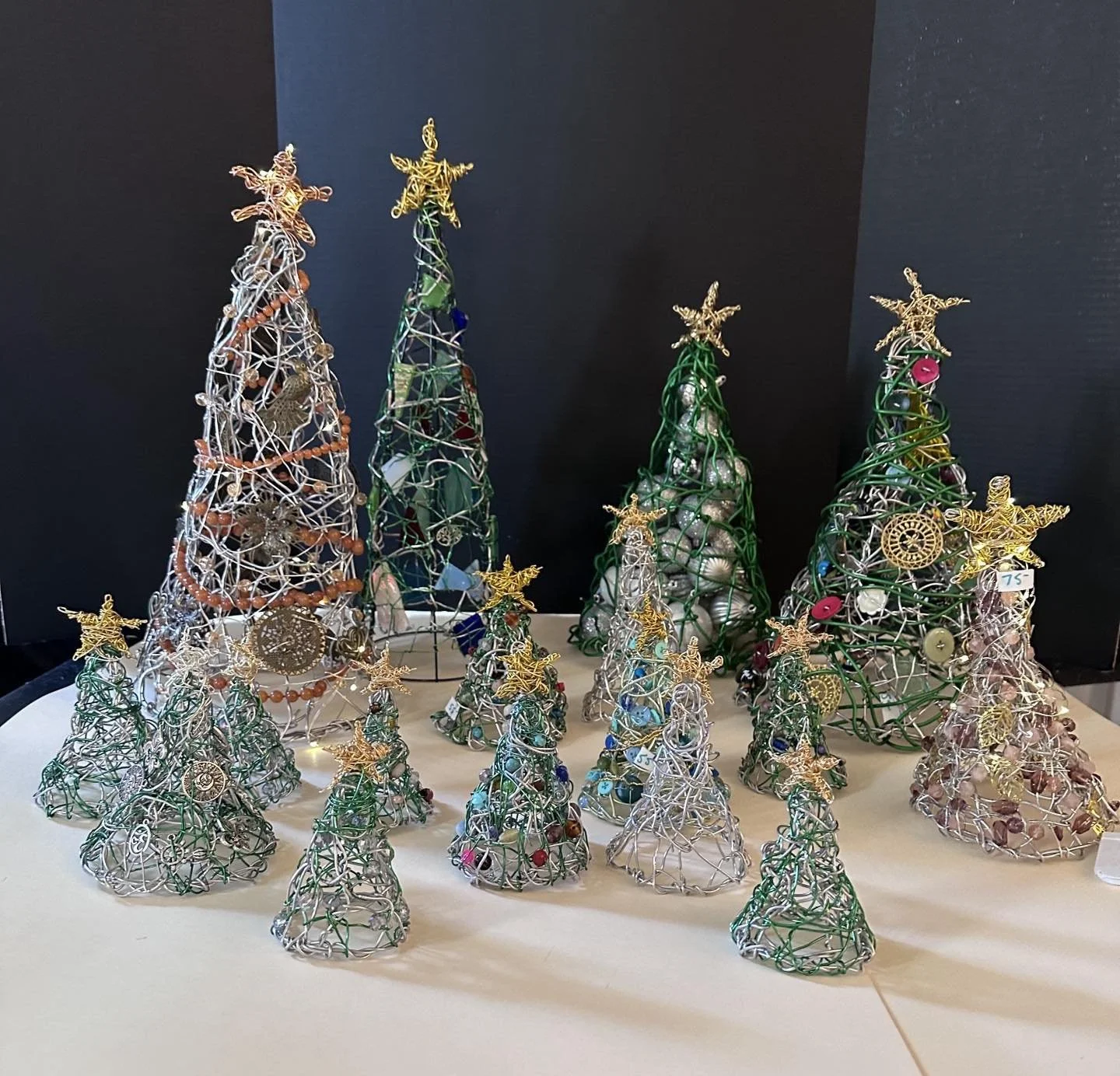 I am taking a break from painting to make these happy little trees for the holidays! I will be at the Dog bowl  Holiday Market  this Sunday from 11 to 4 this Sunday