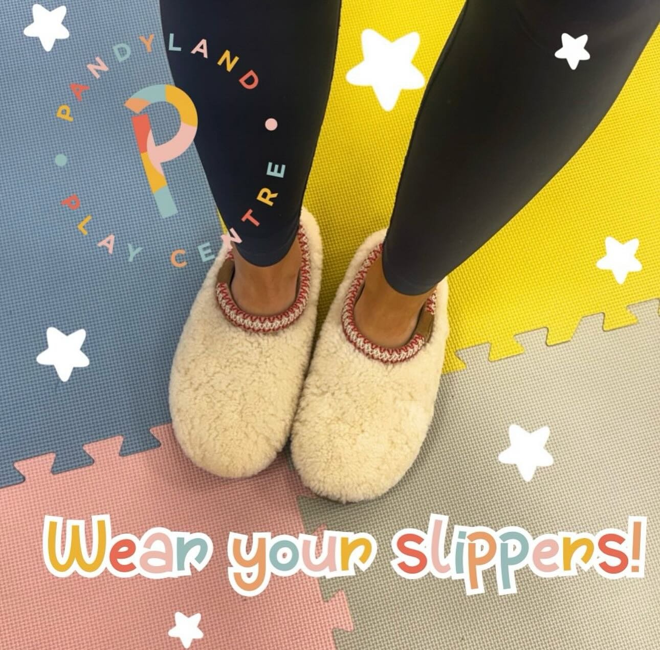 Wear your slippers! 💛

Here at PandyLand, our team loves staying cosy in their slippers (it&rsquo;s part of the uniform)&mdash;and we invite you to do the same! 🌟 Parents and children are more than welcome to bring their comfiest carpet slippers to