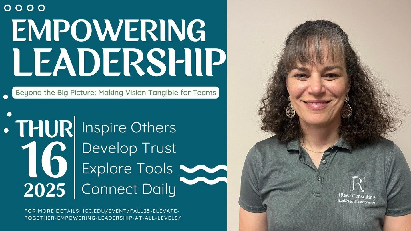 We are so excited to join ICC in their upcoming leadership day on the 16th!

Elevate together: Empowering leadership at all levels 
Beyond the Big Picture: Making Vision Tangible for Teams
Presenter: Janelle Reeb 

Great leaders don&rsquo;t just see 