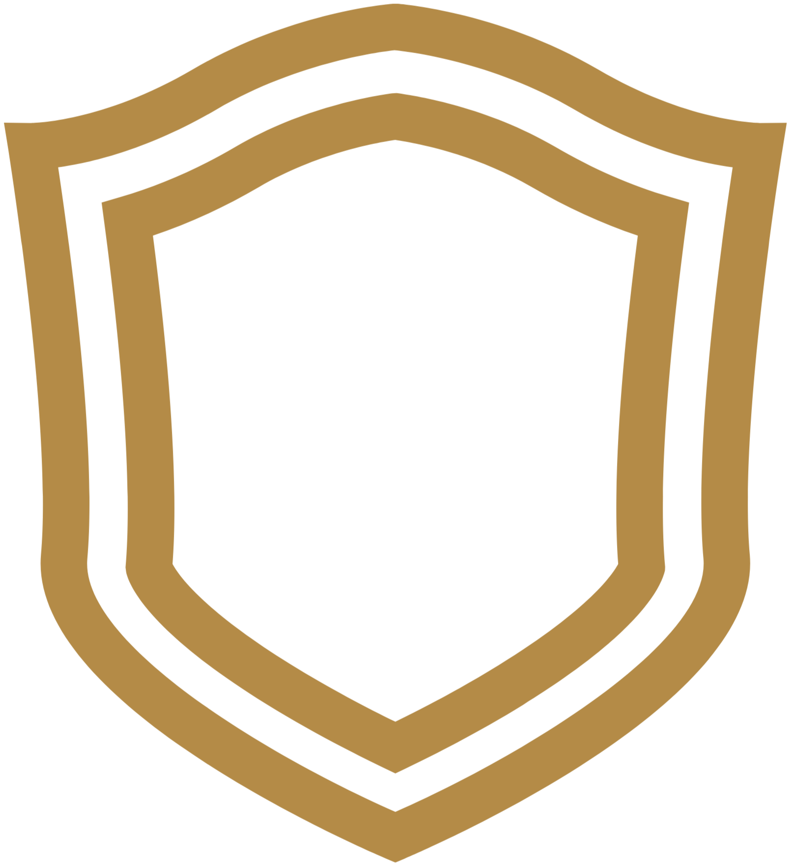 Et ikon med gullfarvet skjold, der symboliserer beskyttelse og sikkerhed.