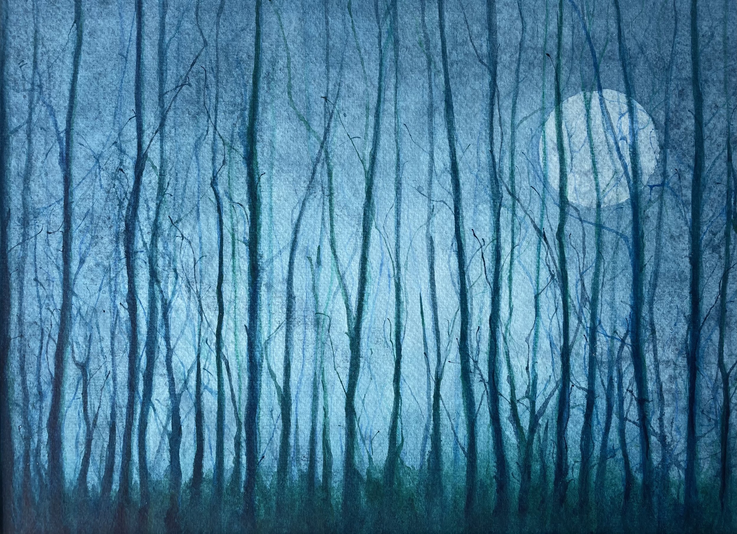 Blue Trees in Moonlight