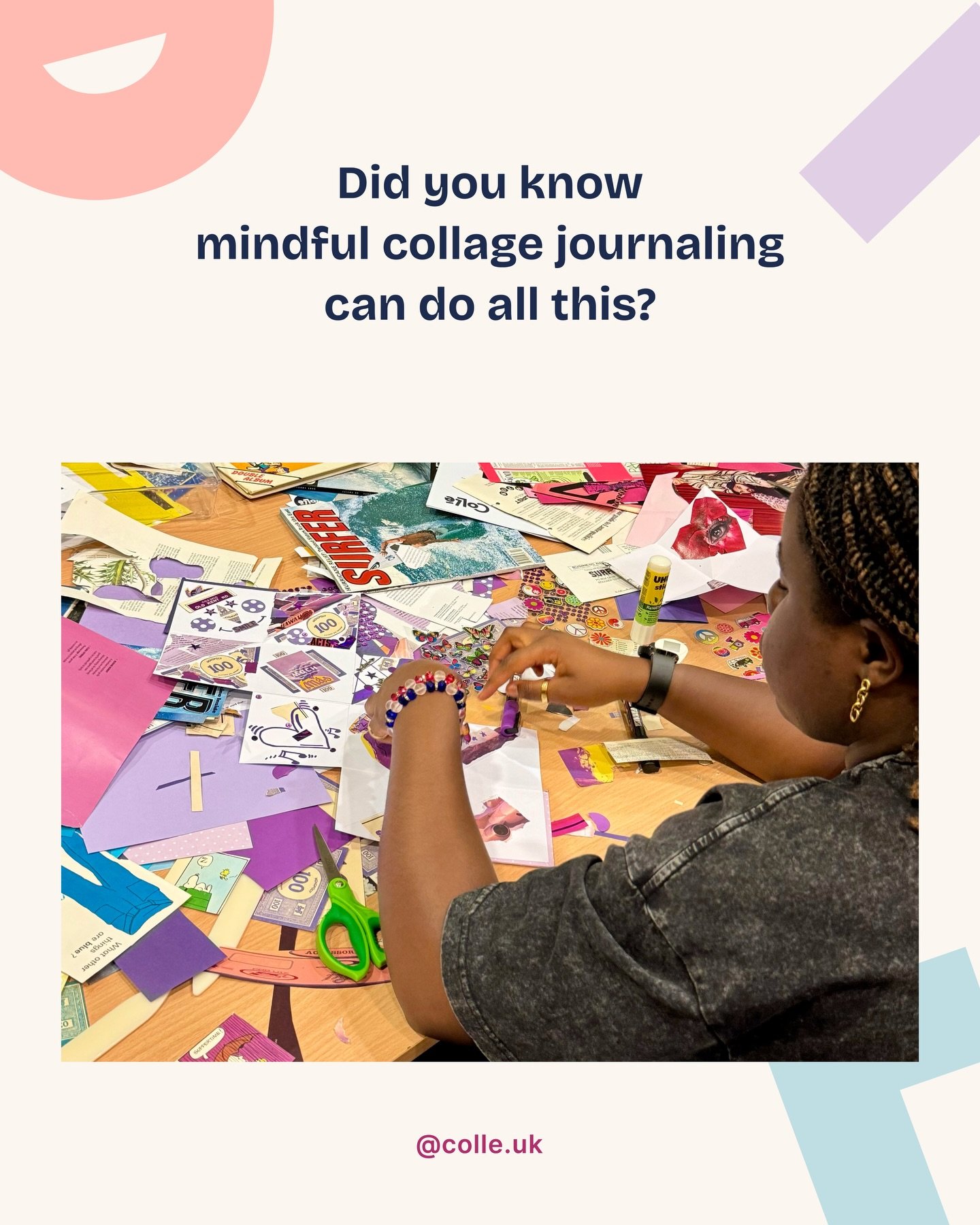 Ready to challenge perfectionism, bring back play, and reconnect with yourself?

&hearts;️ Monthly Collage Journalling at TOSH

Next date: March 7th | 2pm to 4pm
📍 @toshspacebmo | Boscombe
🎟️ &pound;20

This is your invitation to experience all the