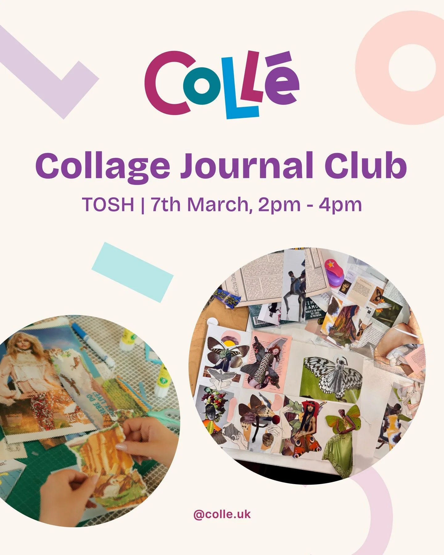 When did you last spend two hours completely offline?

Saturday 7th March, 2pm-4pm ✨
Join us for Coll&eacute; Collage Journal Club at TOSH Space Boscombe.

In a world overrun with AI-generated content and screen fatigue, going analogue is an act of s