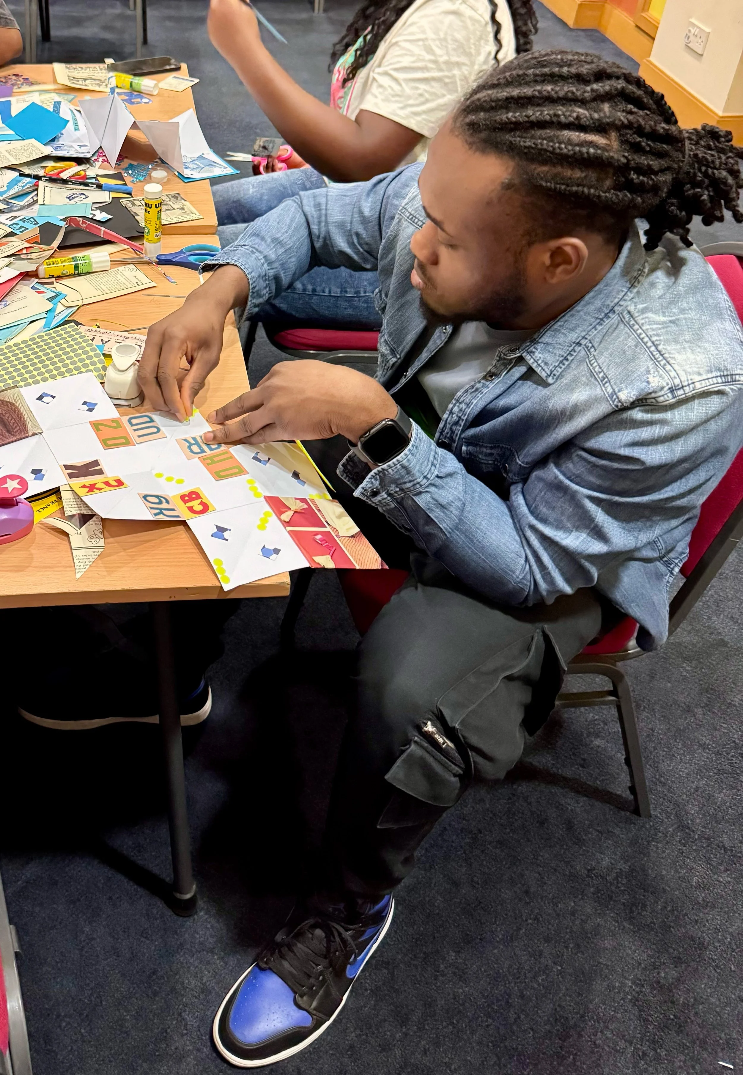 Youth group collage workshop in London 