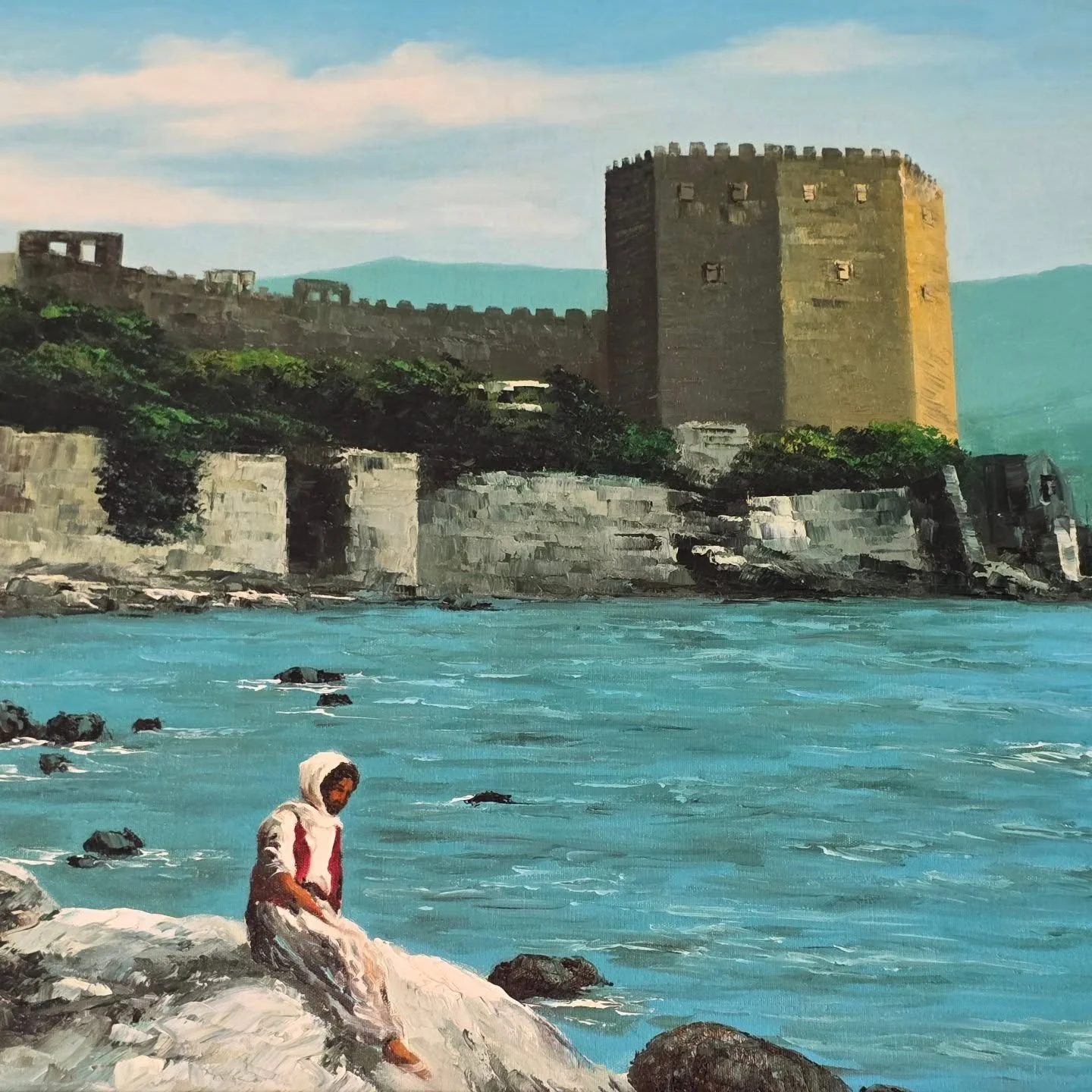 🍂 As fall rolls in, this Mediterranean Scene Oil Painting  brings a last splash of summer sun 🌊✨ Ancient walls, bright blues, and quiet moments by the sea.

Framed and ready to bring a dash of Mediterranean warmth into your New England fall. 🍁

#W