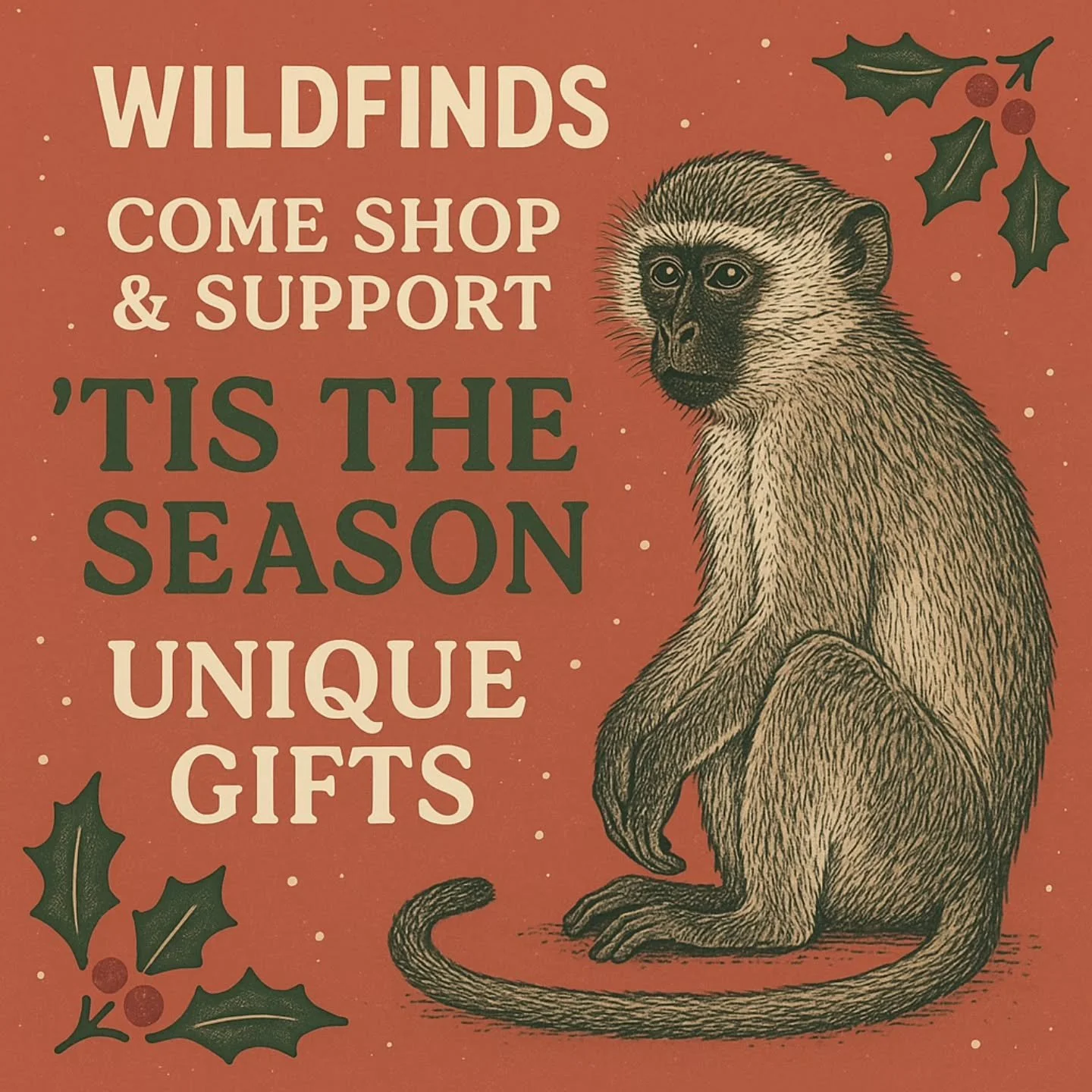 🛍️🐒 &rsquo;Tis the season for unique finds&hellip;

Come shop &amp; support WildFinds this holiday season.
From vintage treasures to wildlife-inspired goodies, every purchase helps fuel our mission and supports a small, local non-profit.

Skip the 
