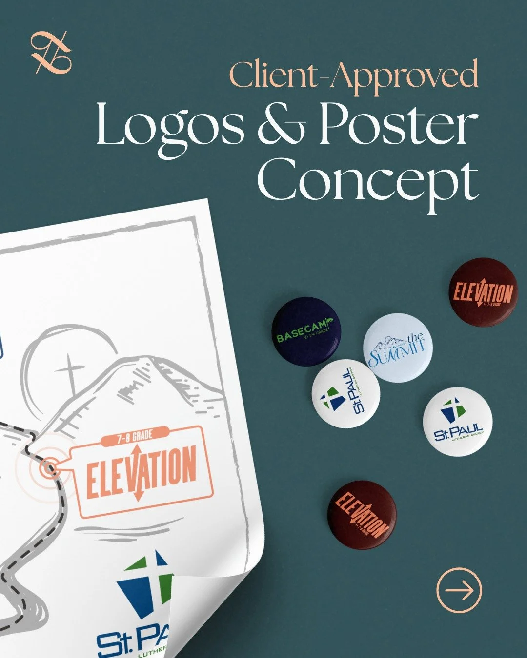 Our client came to us with a bold vision for the next school year: three unique youth programs, each with its own identity, but all united under one ✨cohesive✨ theme.
🧭 5–6th Grade: Basecamp
↗️ 7–8th Grade: Elevation
🏔️ 9–12th Gr