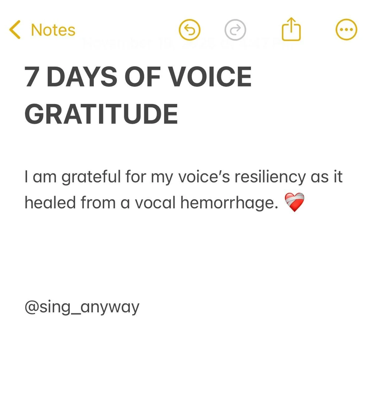 Did y&rsquo;all know I had a voice injury back in 2020? What a year. 😂

Anywho, voice injuries are often a singer&rsquo;s worst nightmare. But, when it happened to me, I was strangely calm. It happened in the middle of my second year of grad school 