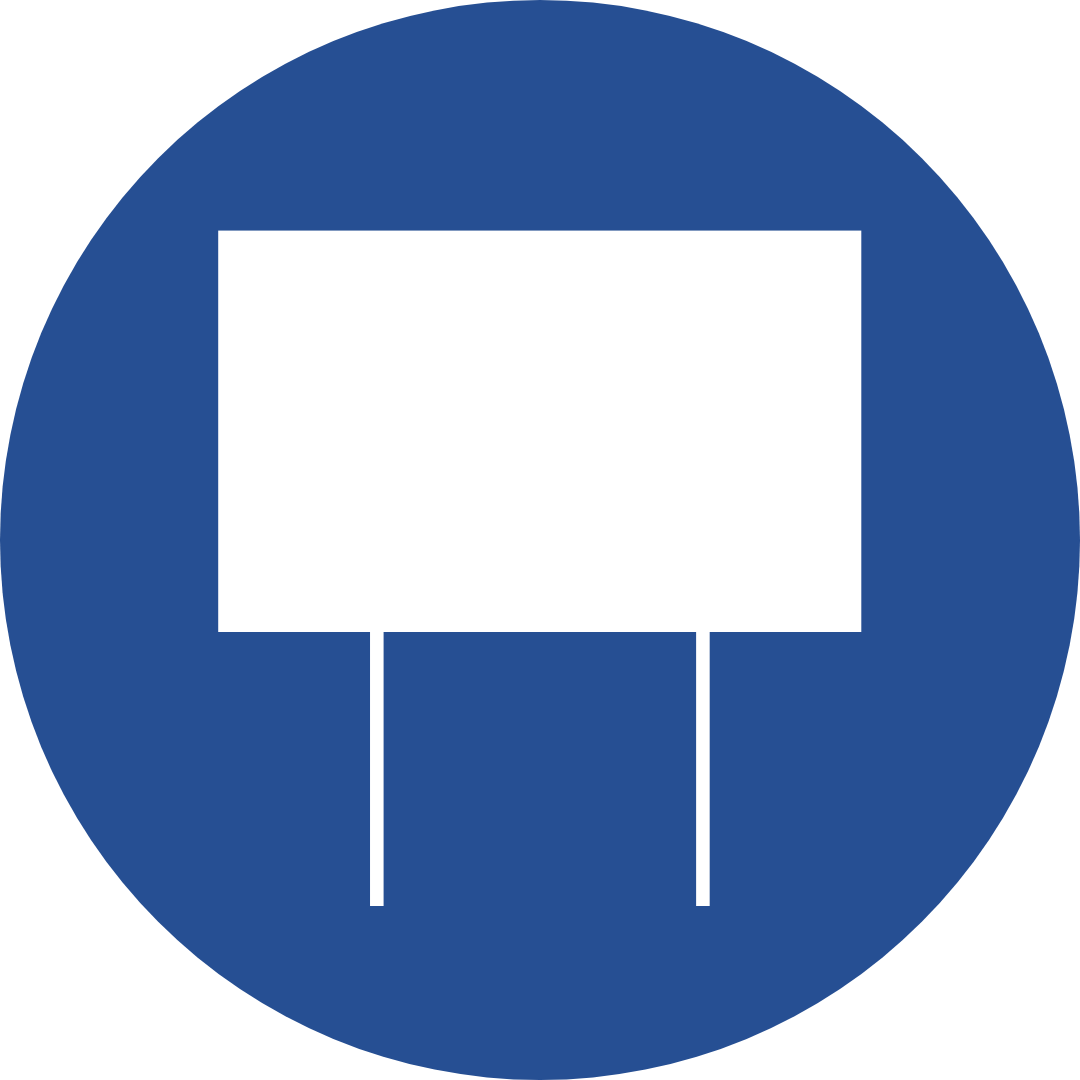 Blue Circle with White Sign