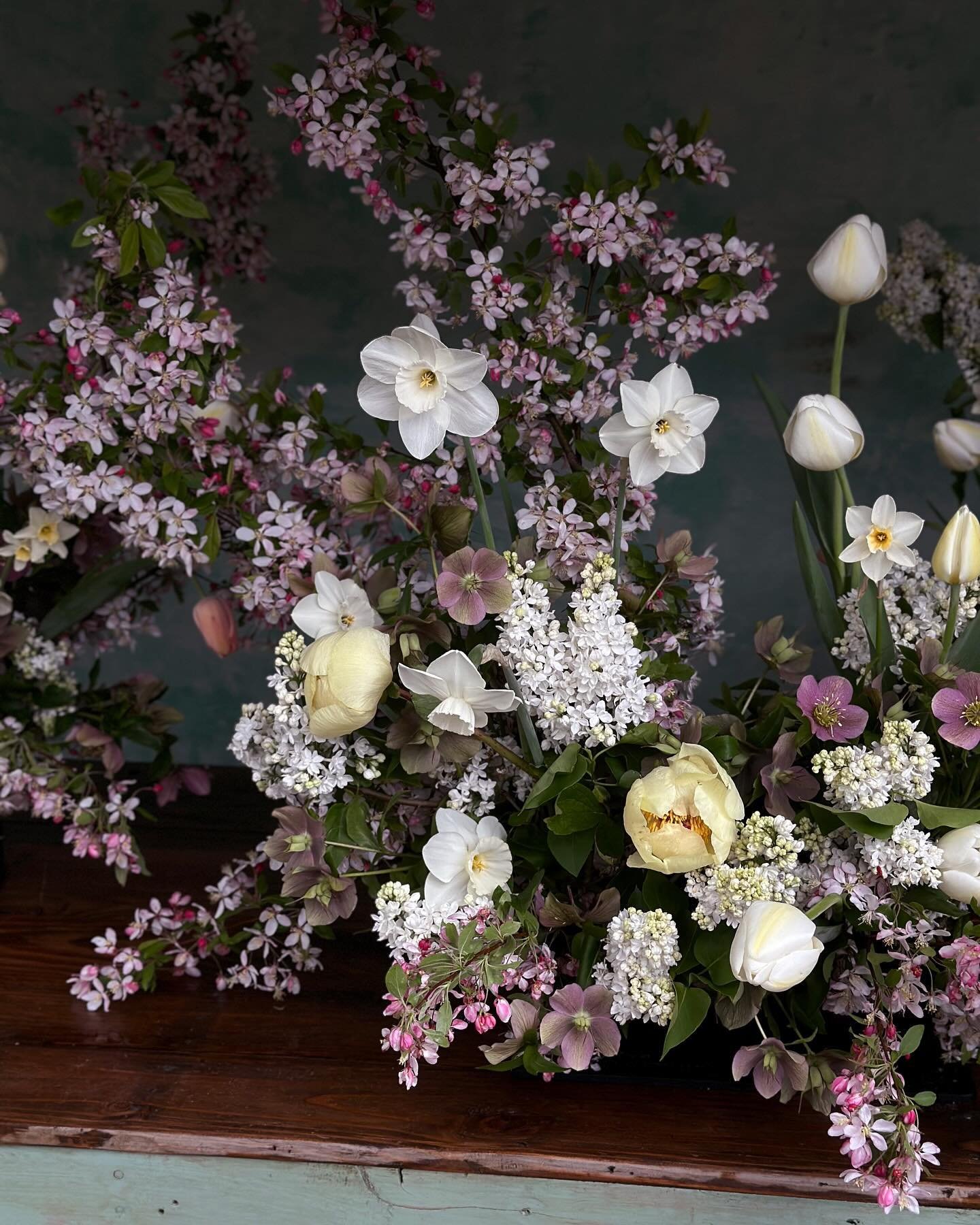 spring meadows on a rainy day 🌧️

For a little shoot today for @mollyatsilostudios - the climax of spring florals. Lilac, crabapple, tulips, daffs, hellebores, and the first of the peonies. Also shoutout to @goldy_way for a backdrop that matches my 
