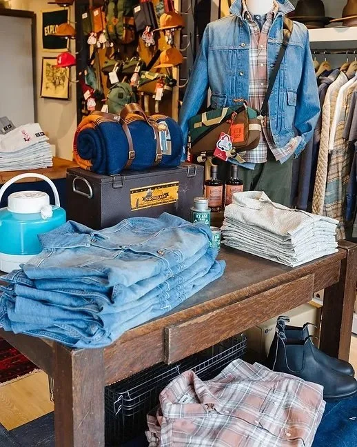 retail selection of outdoor clothing and gear