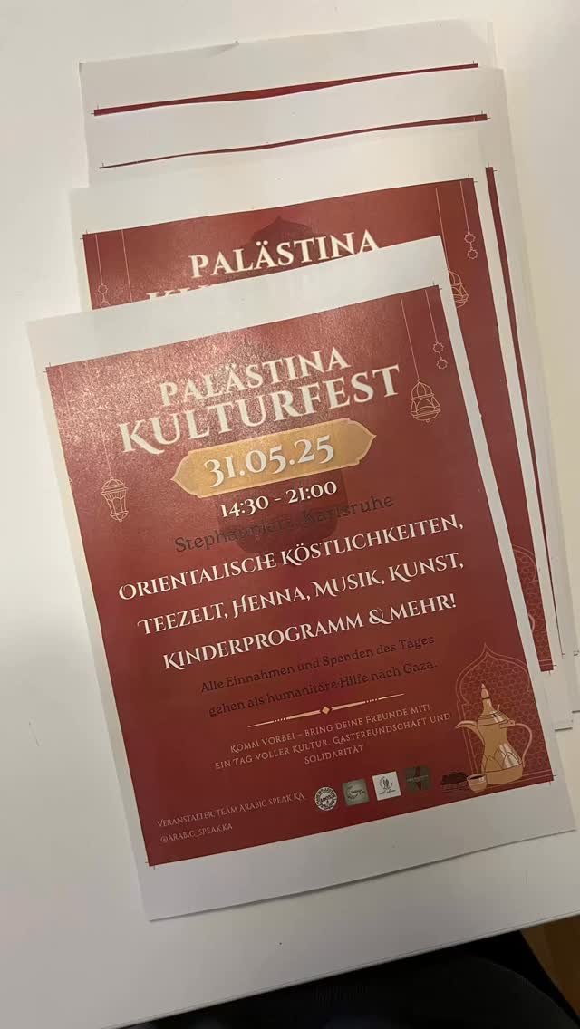 The last 3 days were CRAZY
Am 31. Mai 2025 verwandelt sich der Stephanplatz in Karlsruhe in ein Fest der arabischen Kultur!
Kommt ab 14:30 vorbei.
Ob du neugierig auf neue Aromen bist, traditionelle Trachten sehen willst oder einfach einen Tag vo