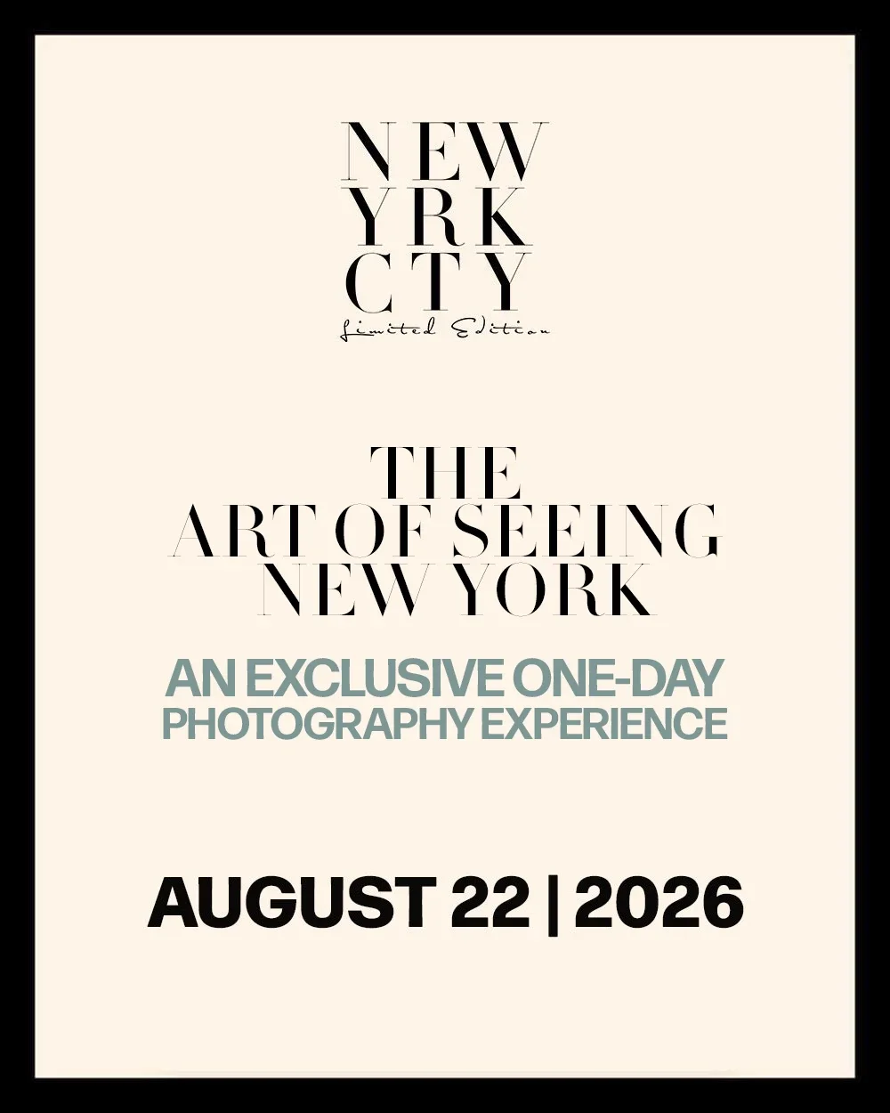 THE ART OF SEEING NEW YORK | AUGUST 22, 2026.