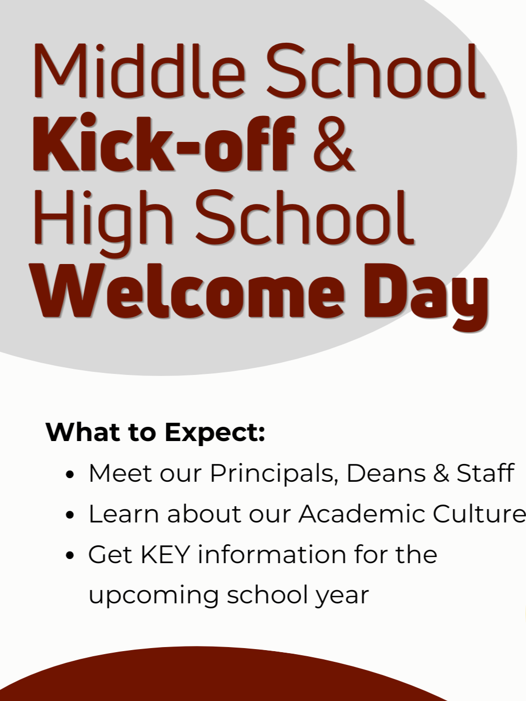Middle School Kick-off / High School Welcome Day