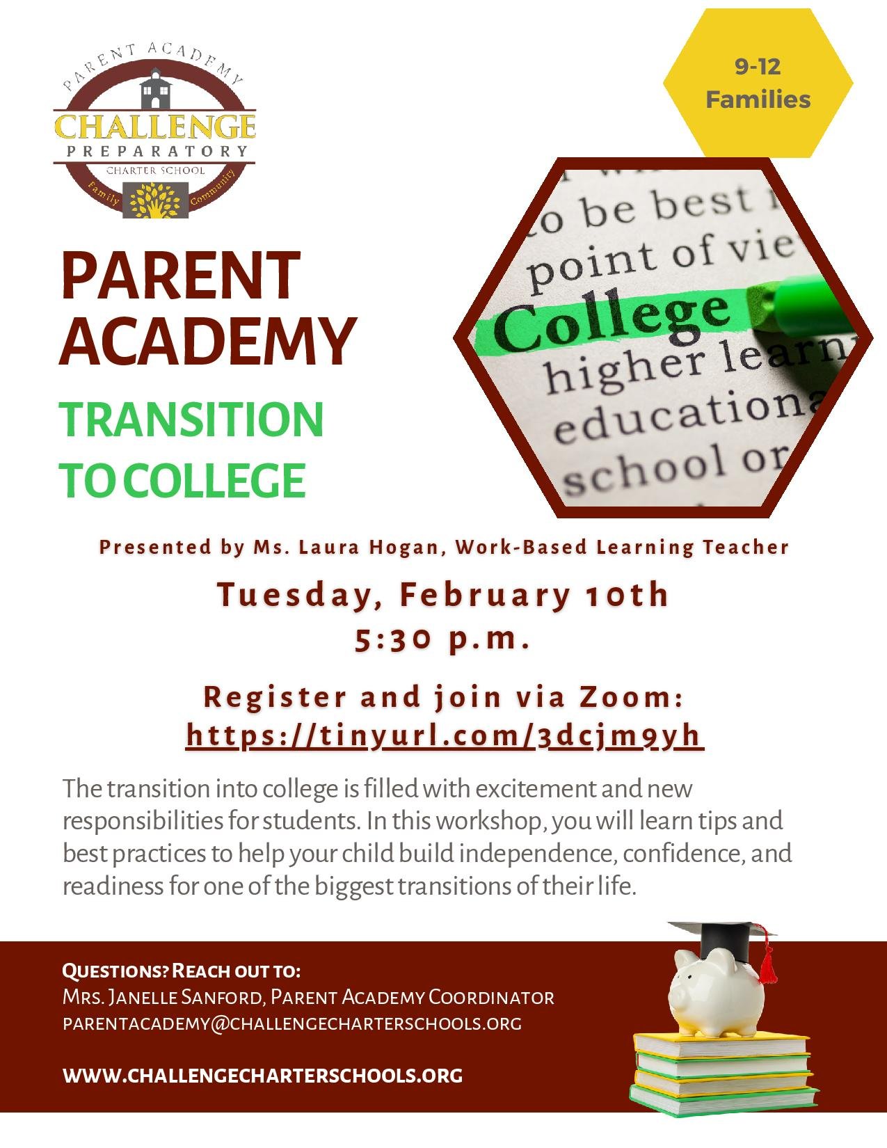 flyer for transition to college 