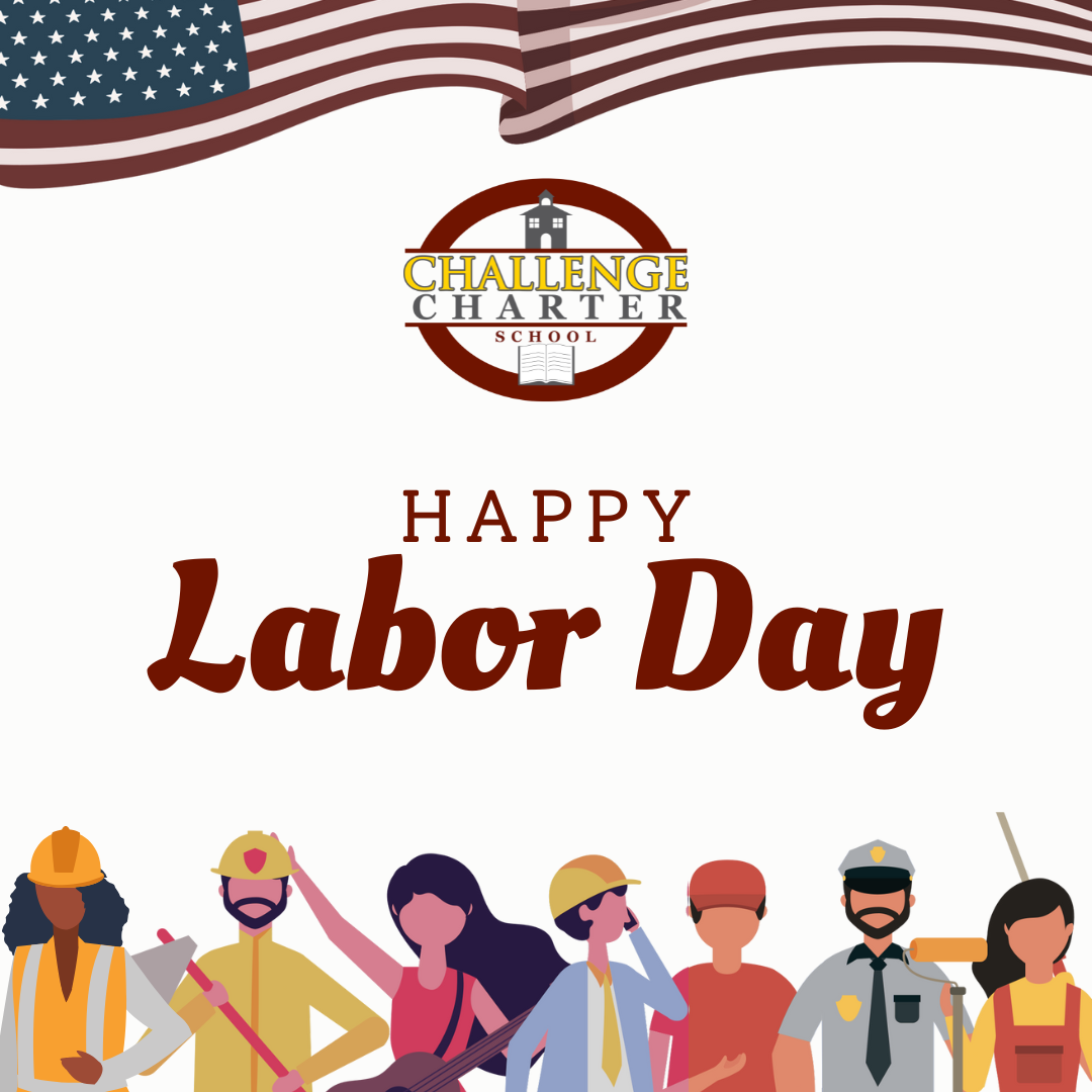 happy labor day featuring an american flag and images of people representing different jobs 