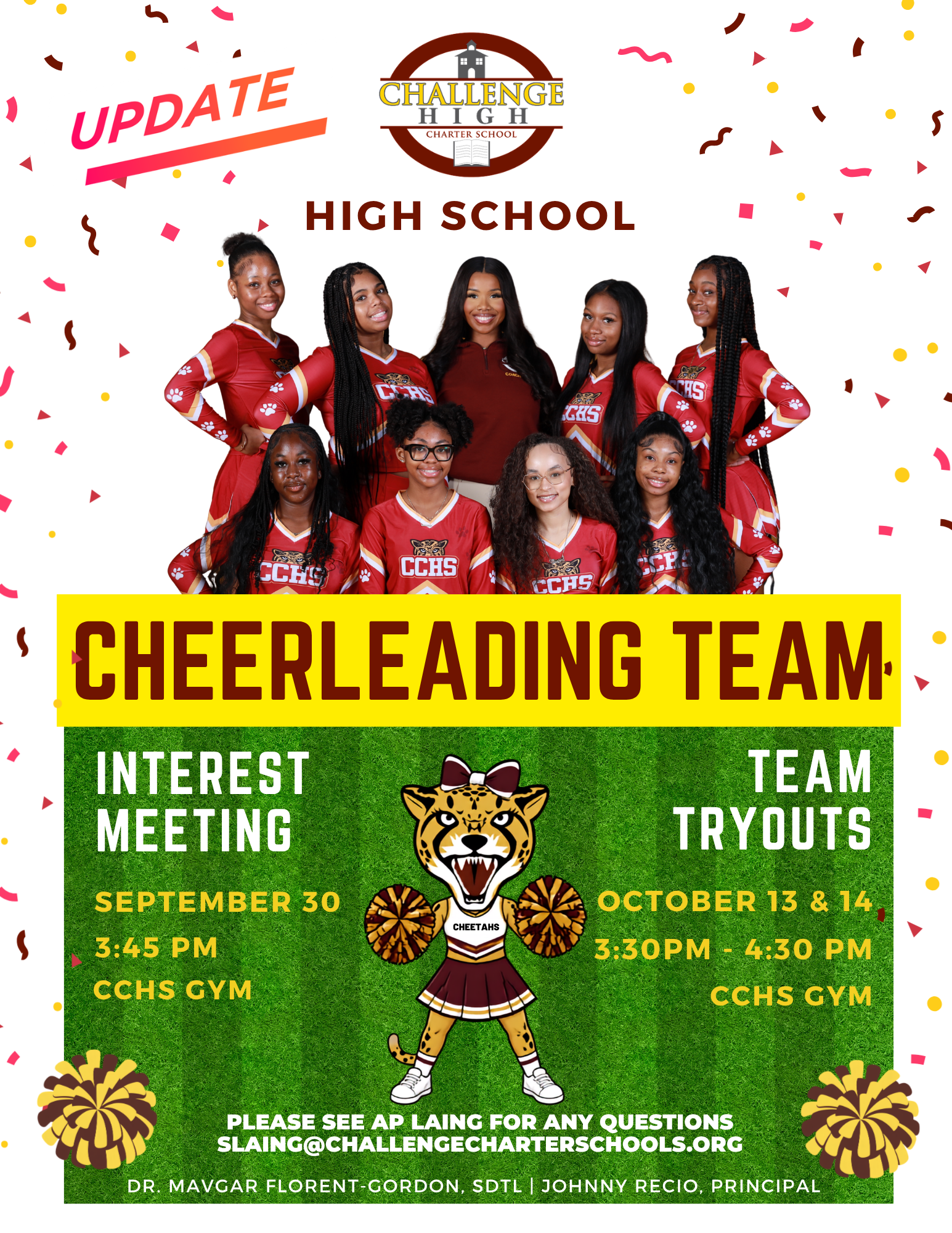 CCHS Cheerleading tryouts october 13 and 14