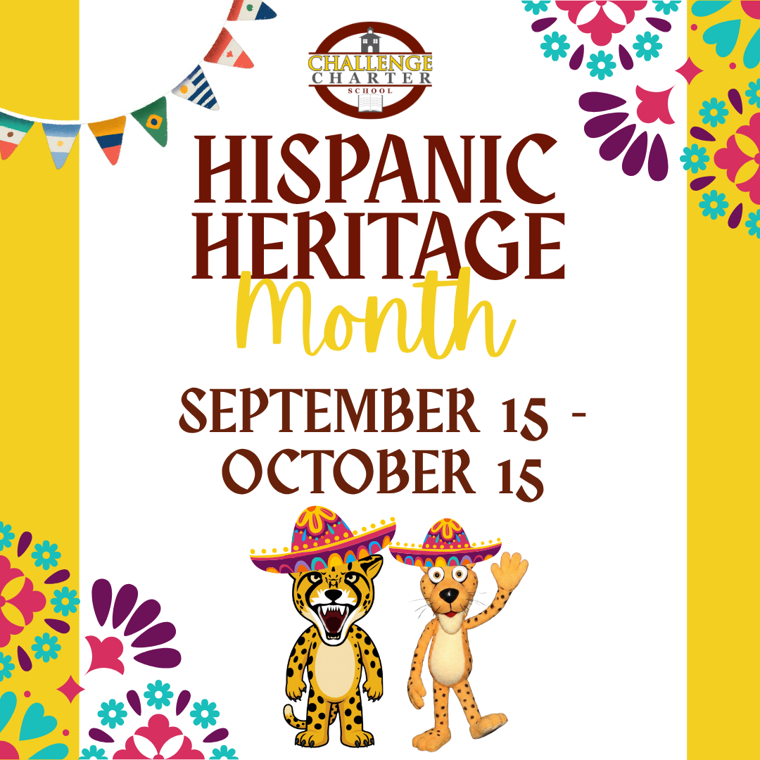 hispanic heritage month from 9/15 to 10/15 with 6-12 Champ and K-5 Champ both in sombreros
