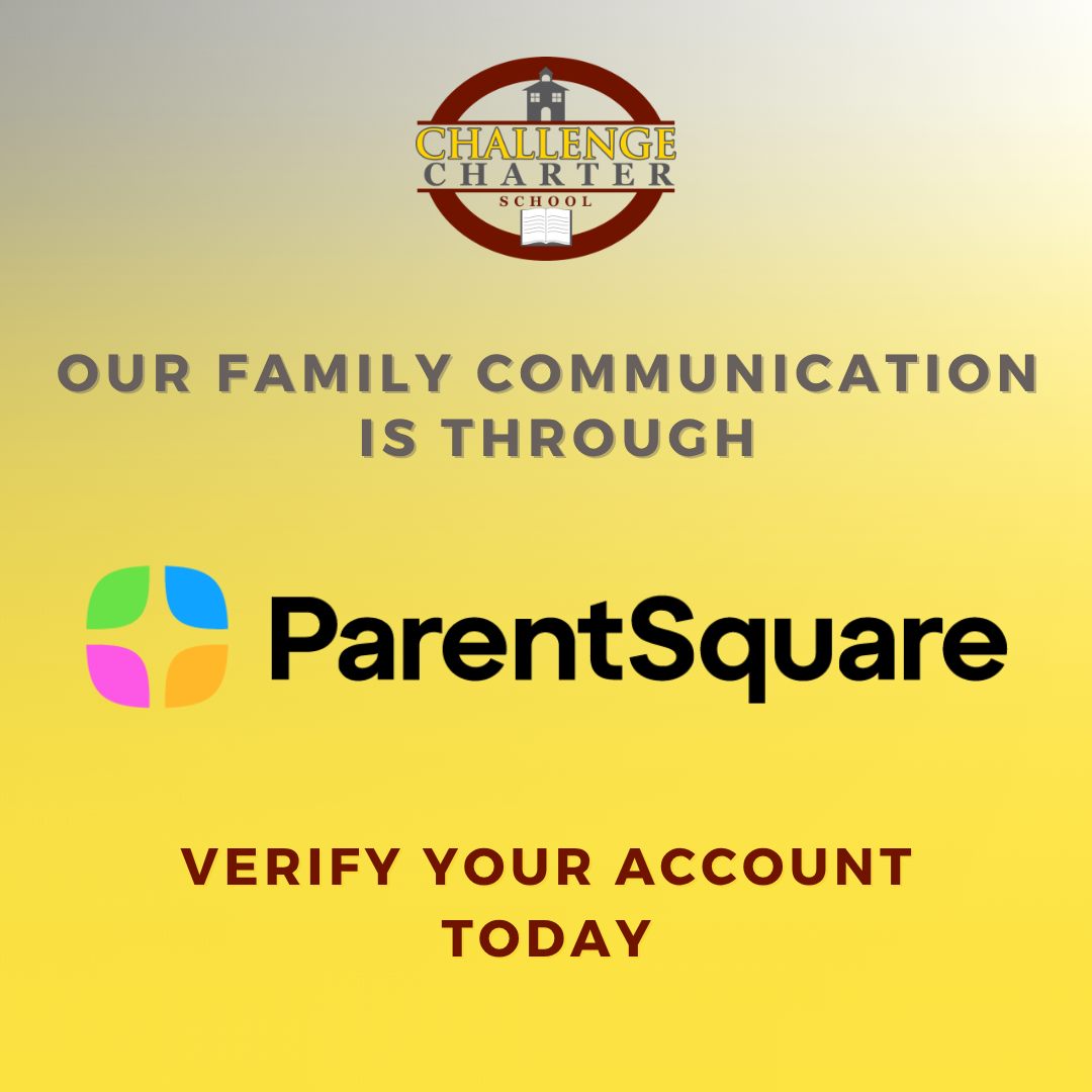 the parentsquare logo with words indicating that parentsquare is our family communication. verify your account today.