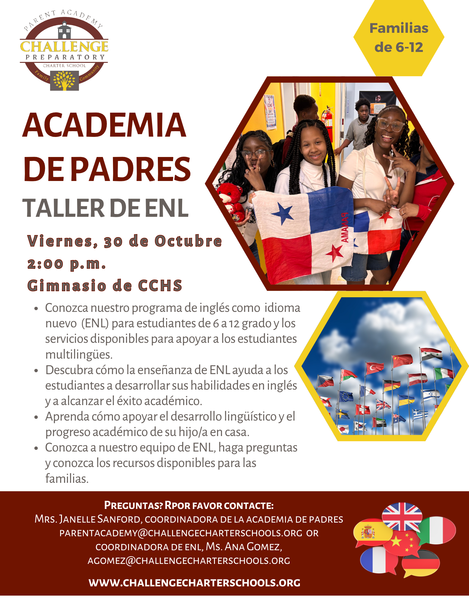 6-12 ENL Workshop on 10/30 at 2:00 p.m.