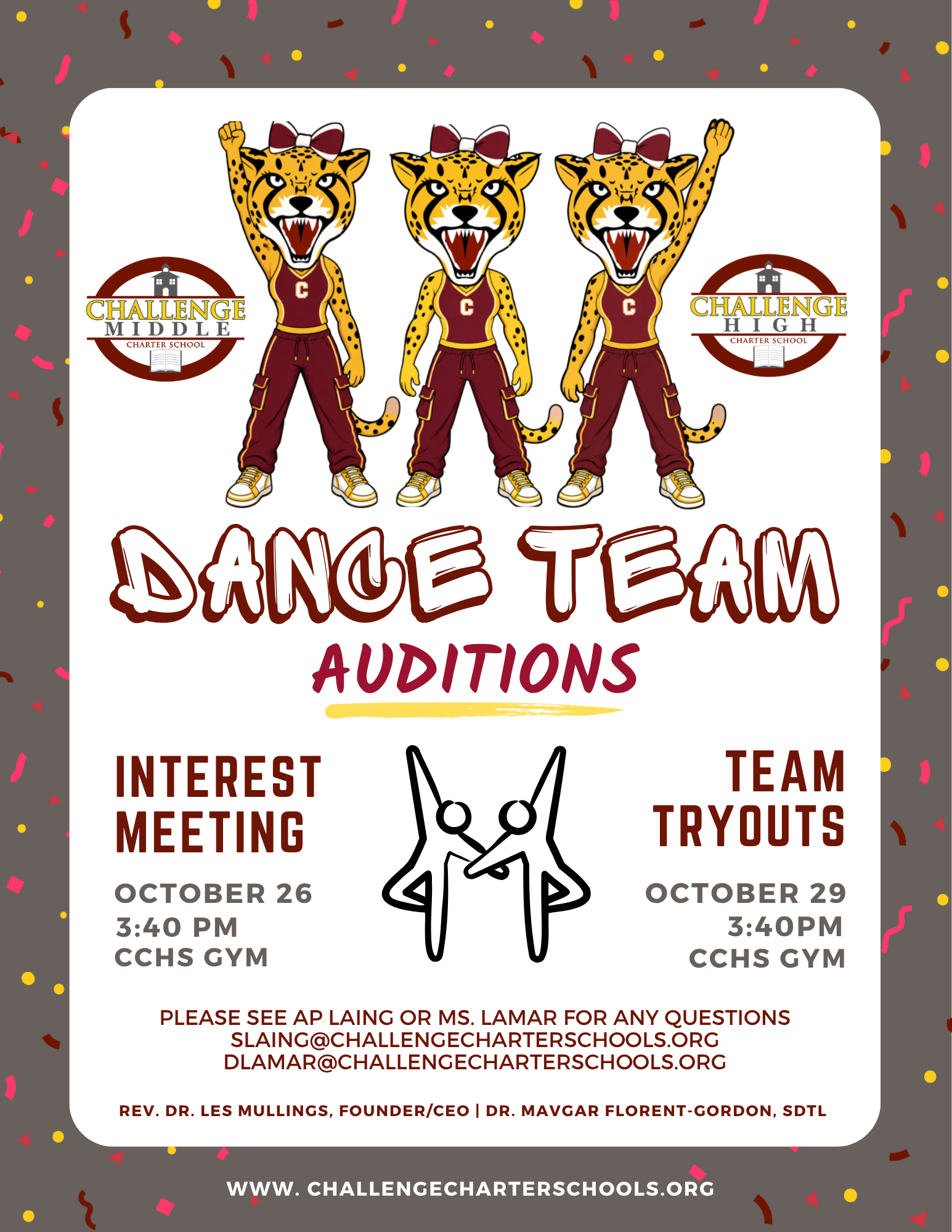 CCHS and CCMS Dance Team Auditions meeting on 10/26 tryouts on 10/29