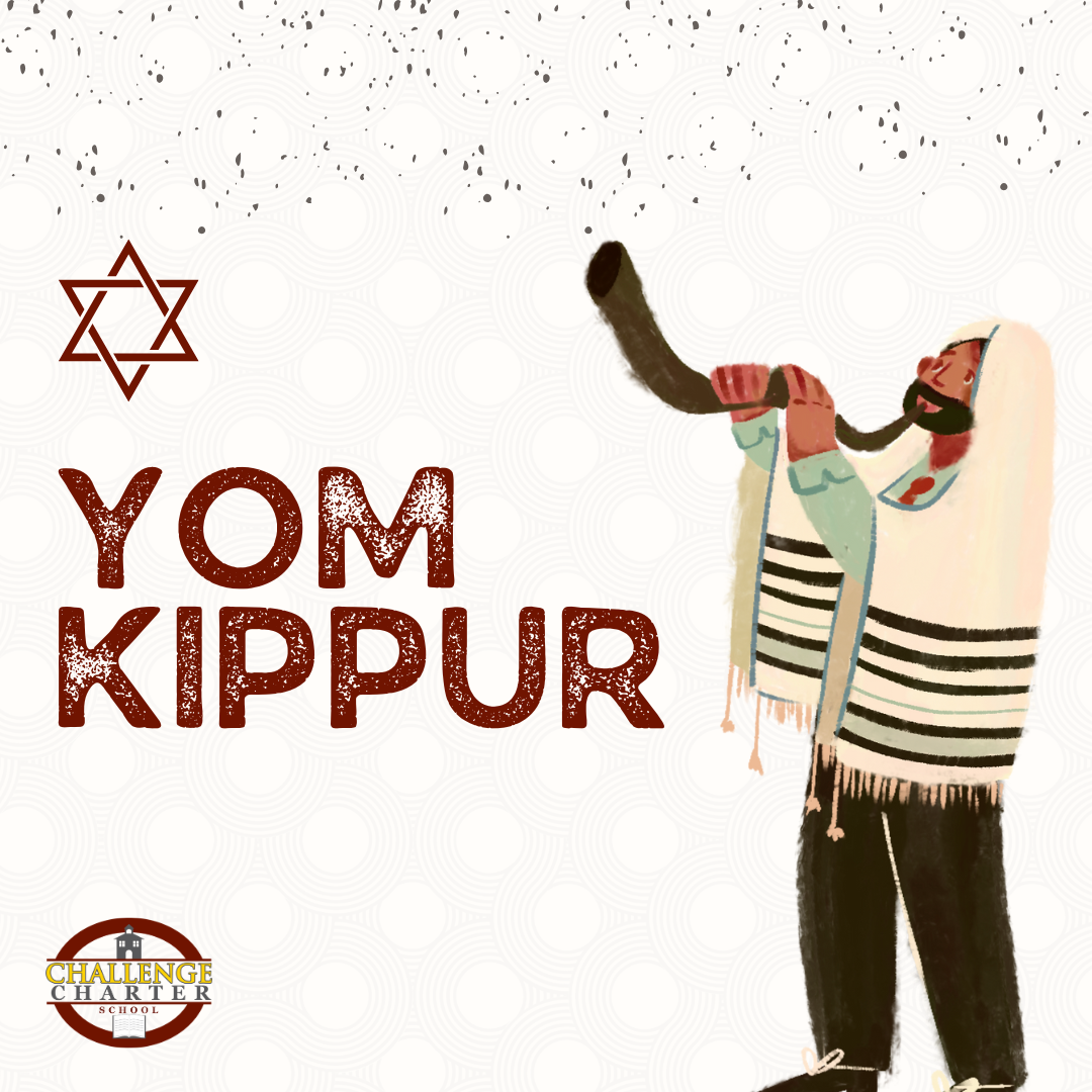 yom kippur featuring a drawing of a jewish male blowing into a shofar