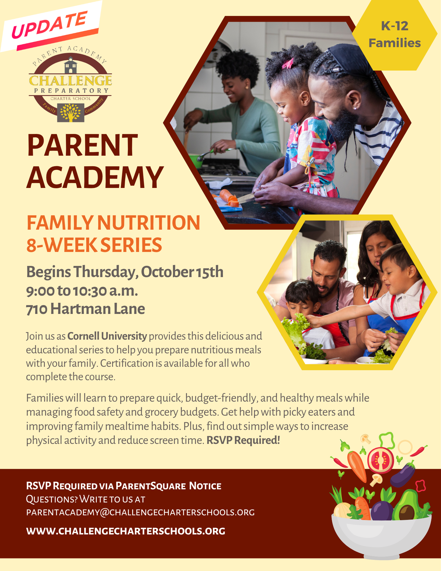 parent academy nutrition series begins on 10/8