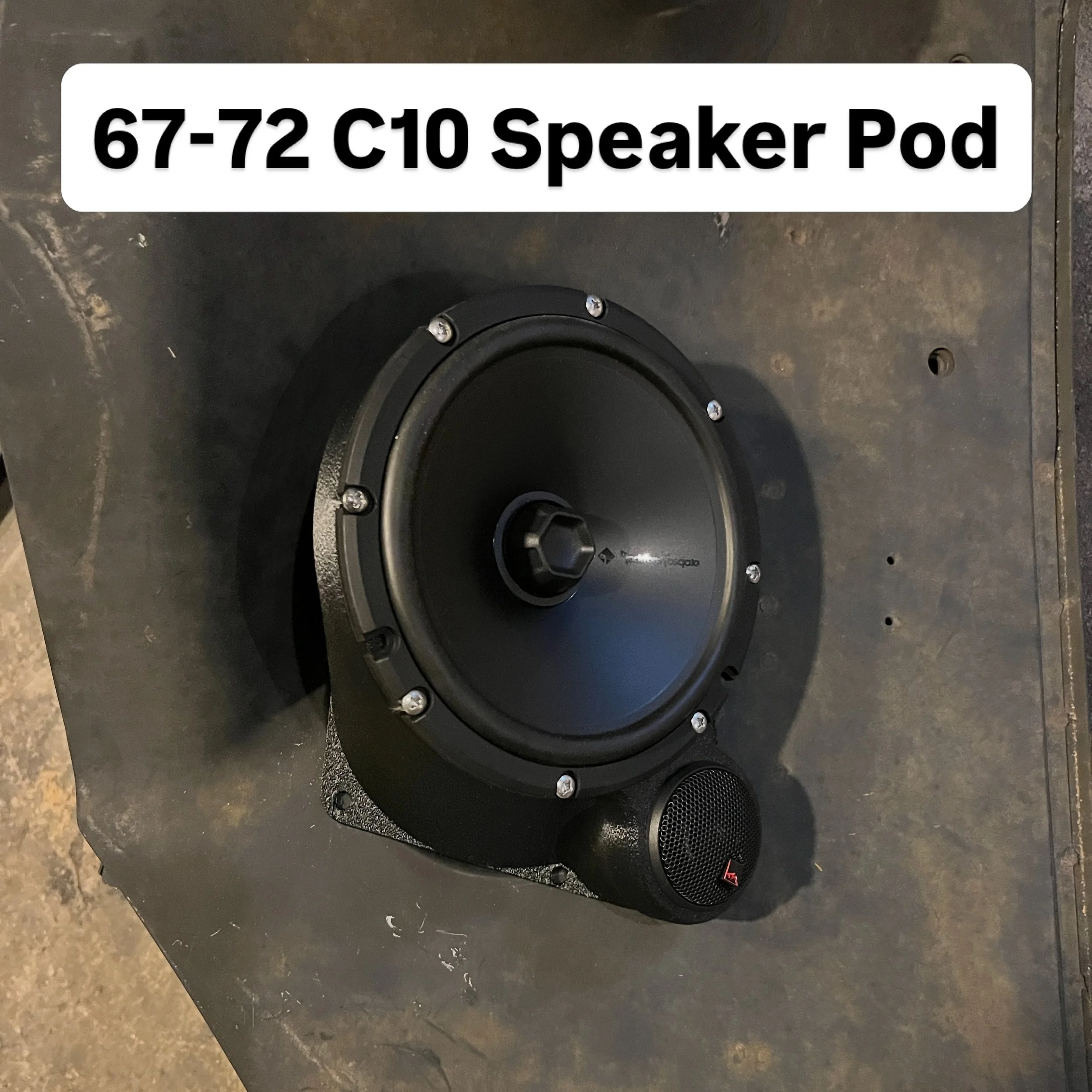 Making progress on the @rockfordfosgate powered speaker pods for the 67-72 #c10 and #gmc trucks. These feature the latest Rockford Fosgate 6.5&rdquo; components and will cancel the wind pressure and noise generated by the stock cowl vents. Coming soo