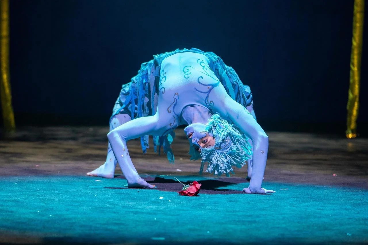 Puck in "A Midsummer Night's Dream" at Olney Theater Center, production by Synetic Theater - Photo: Sarah Straub, Costume: Channing Tucker,  Lighting: Dean Leong