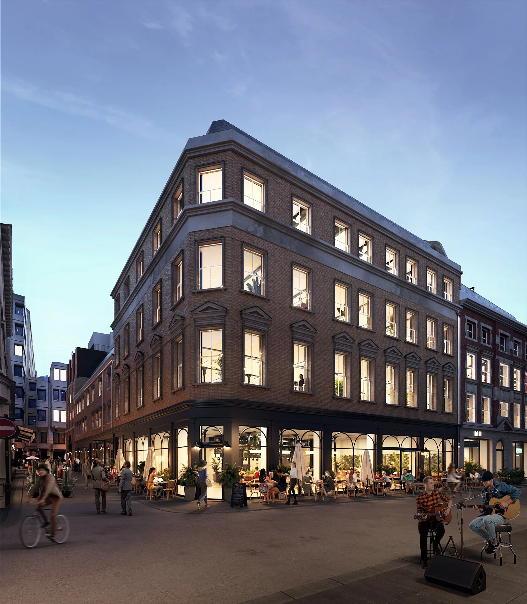 Exterior night render, The grain, London, Storyform-studio
