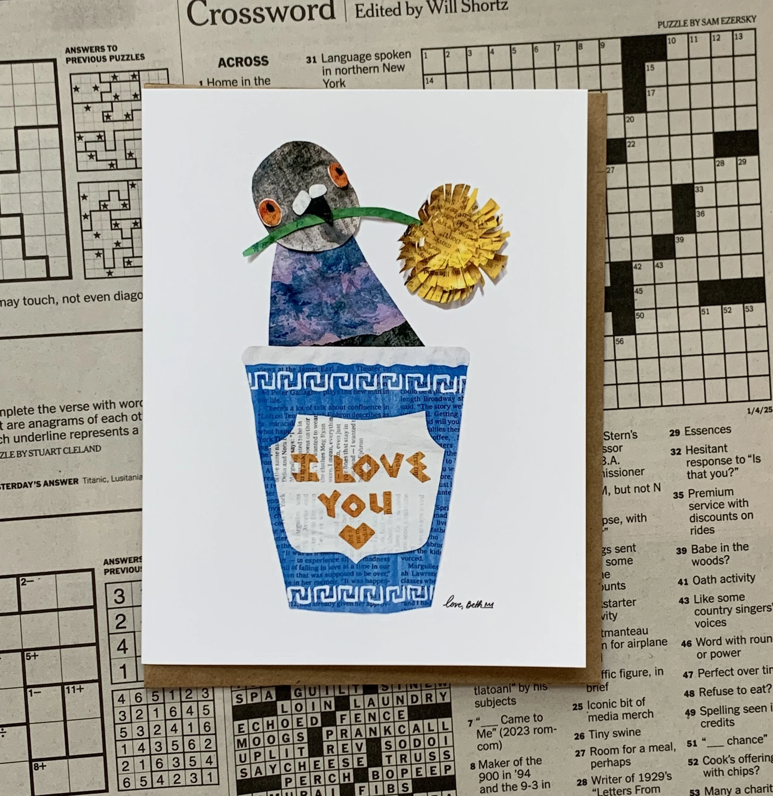 Love Cup Pigeon Greeting Card